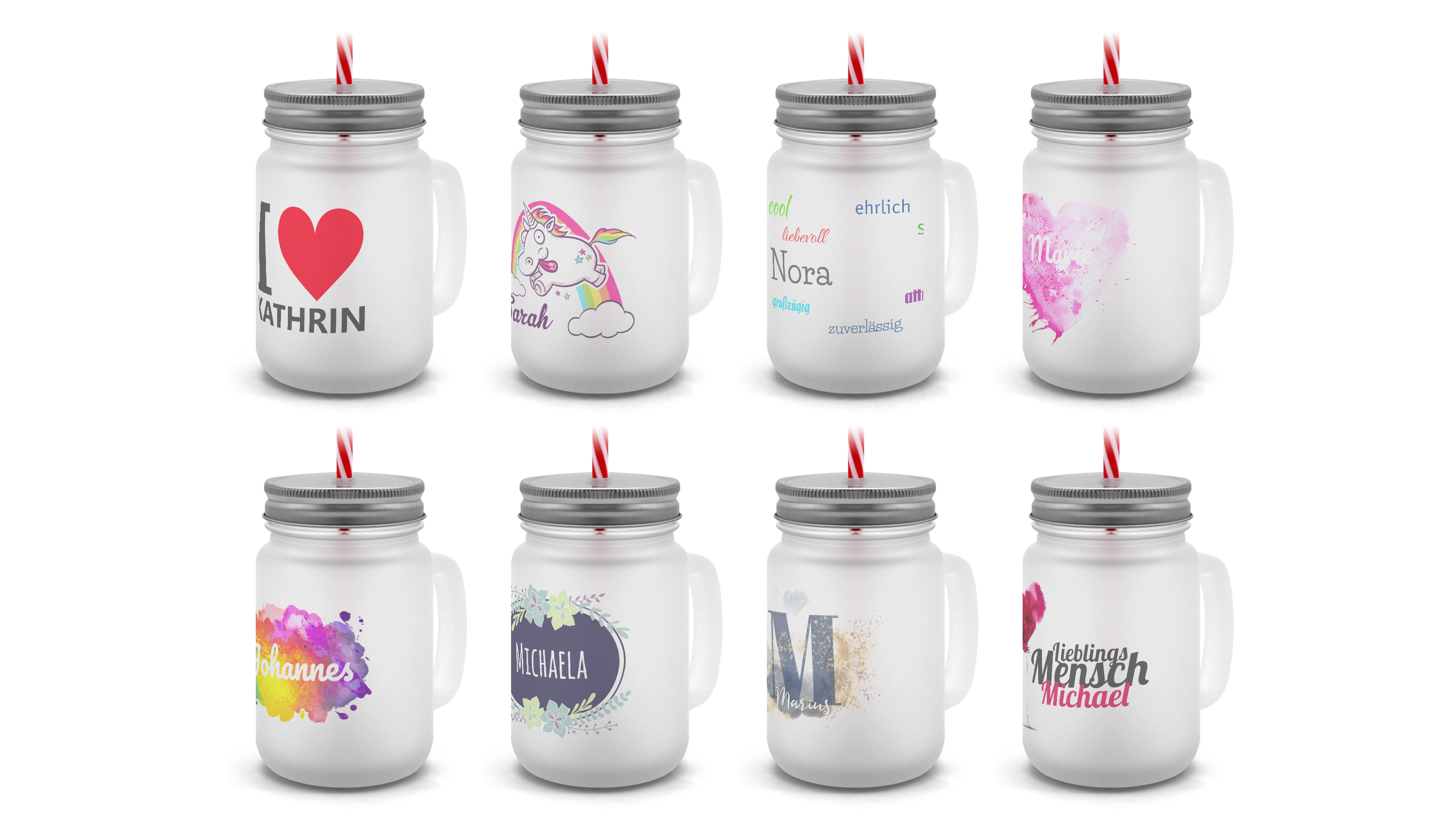 Trinkgläser mit Schraubverschluss selbst gestalten