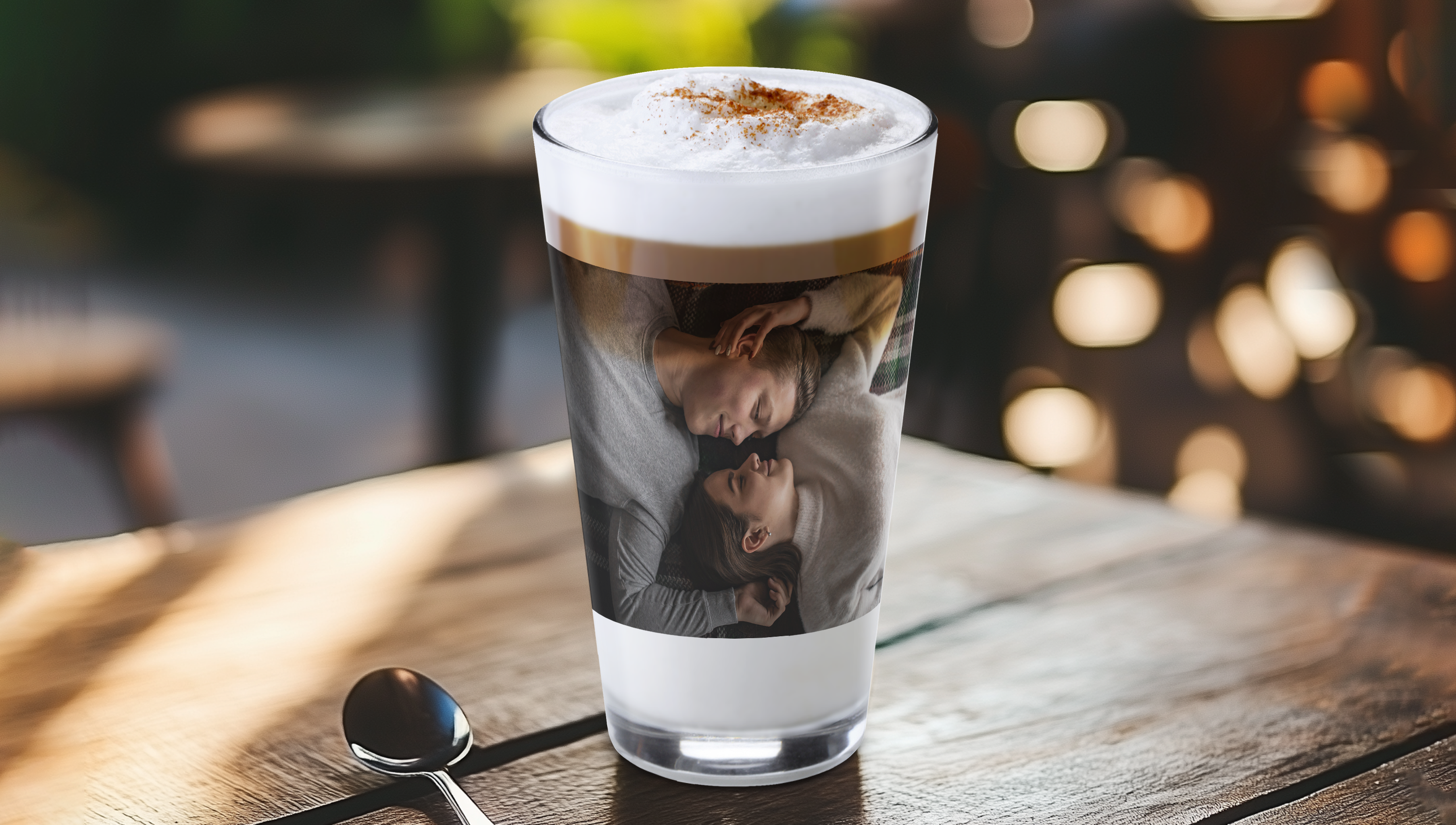 Latte Macchiato Glas mit Foto, Namen oder Wunschtext