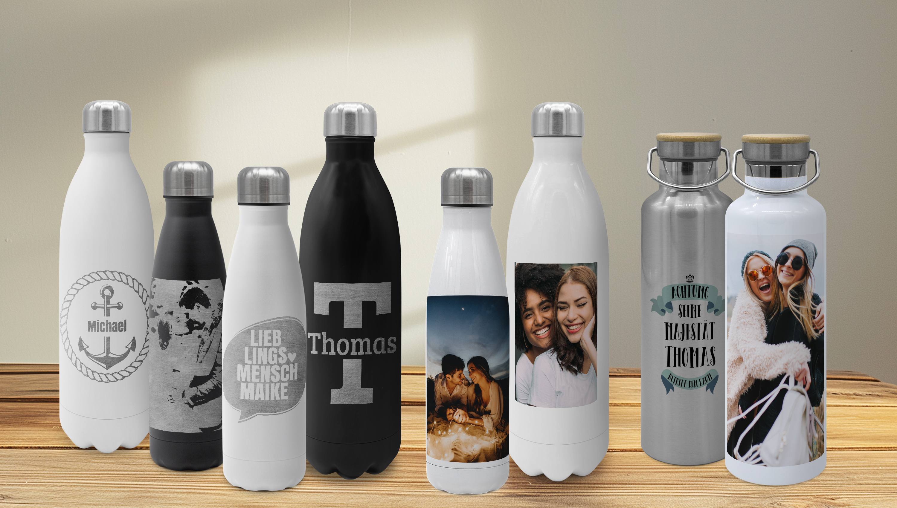 Isolierflasche mit persönlicher Gravur oder eigenem Motiv bedrucken