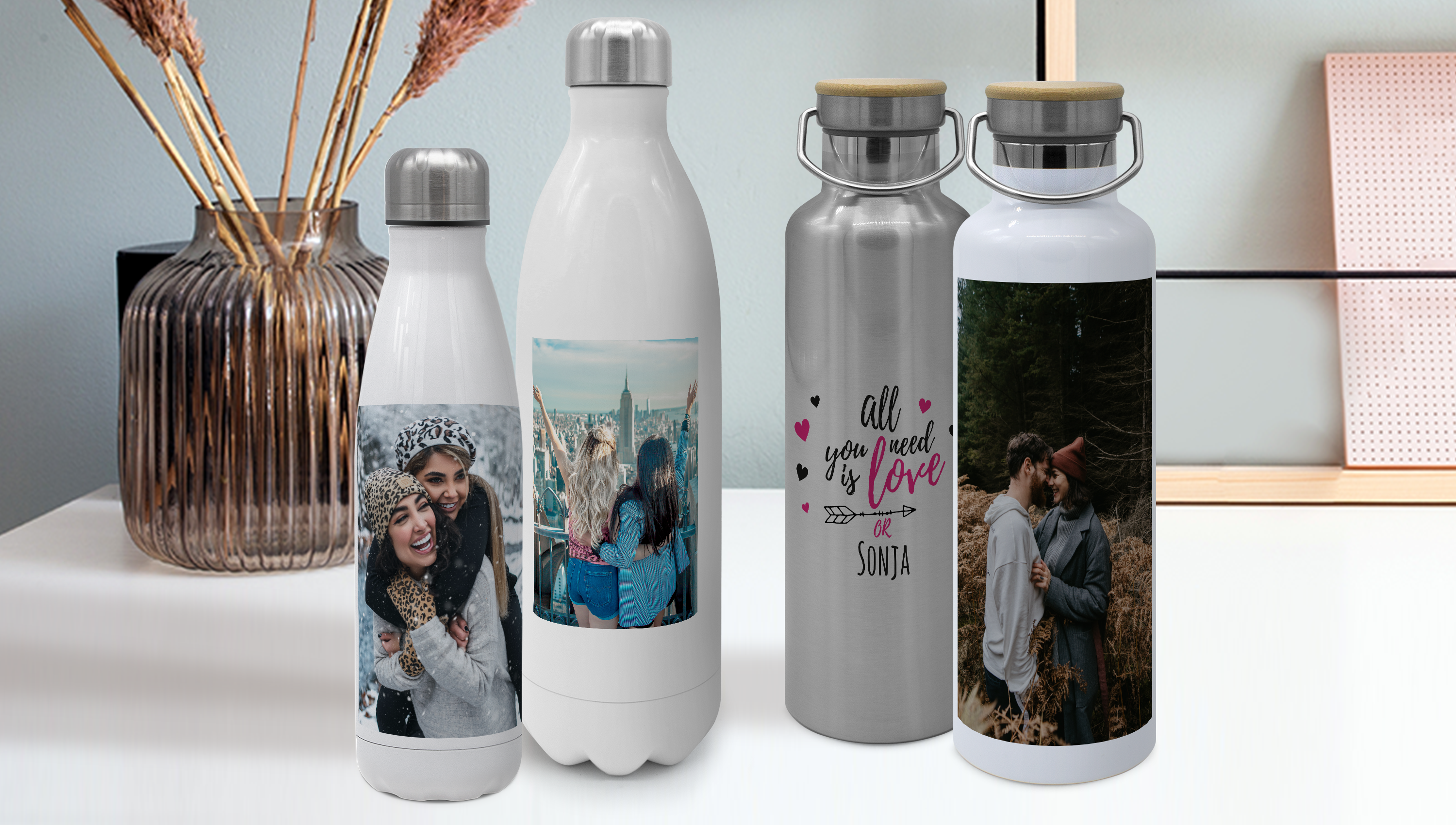Personalisierte Thermosflasche bedrucken: Thermo-Trinkflasche mit Foto oder Namen