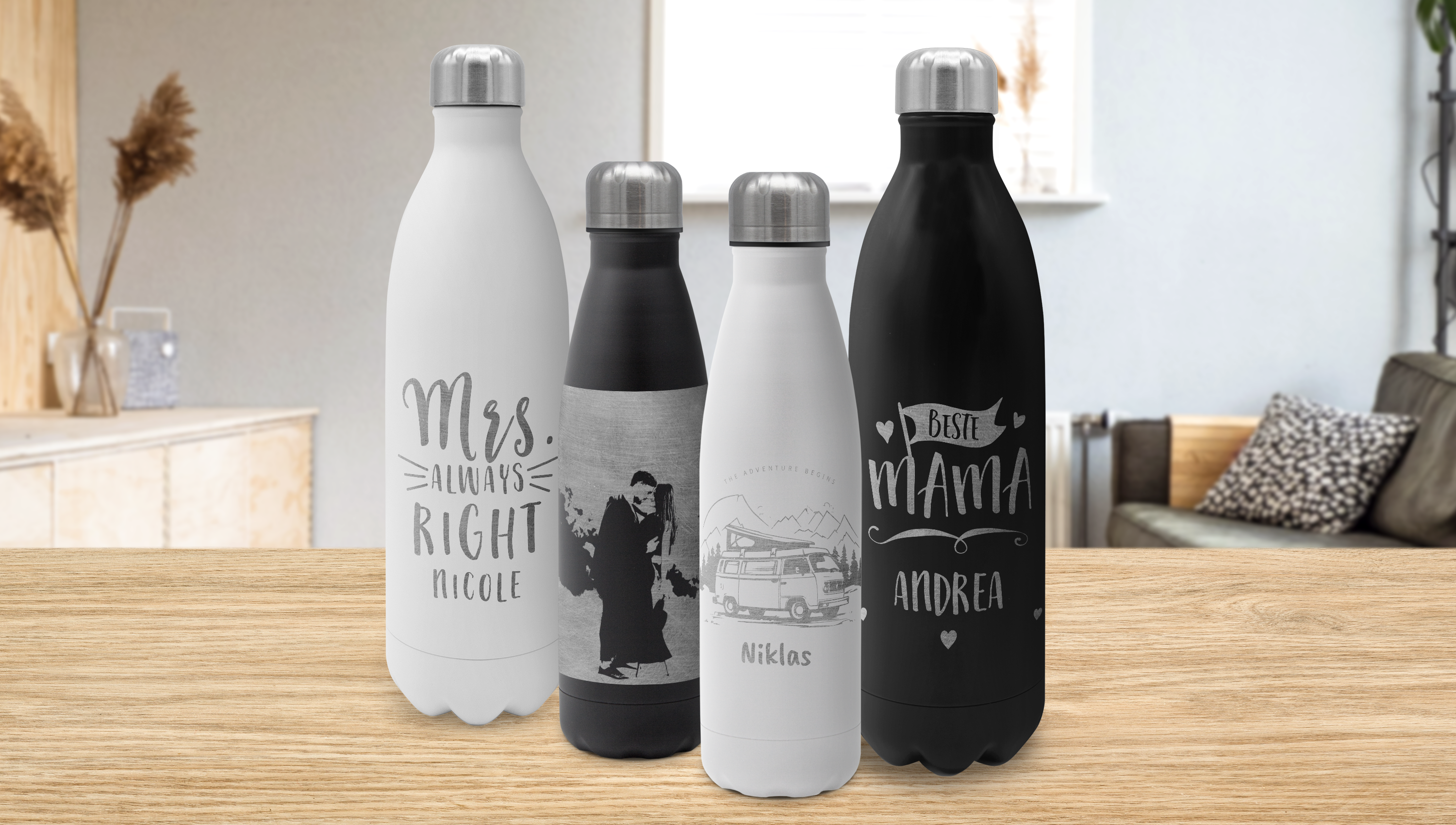 Individuelle Edelstahl Thermosflasche mit Gravur gestalten