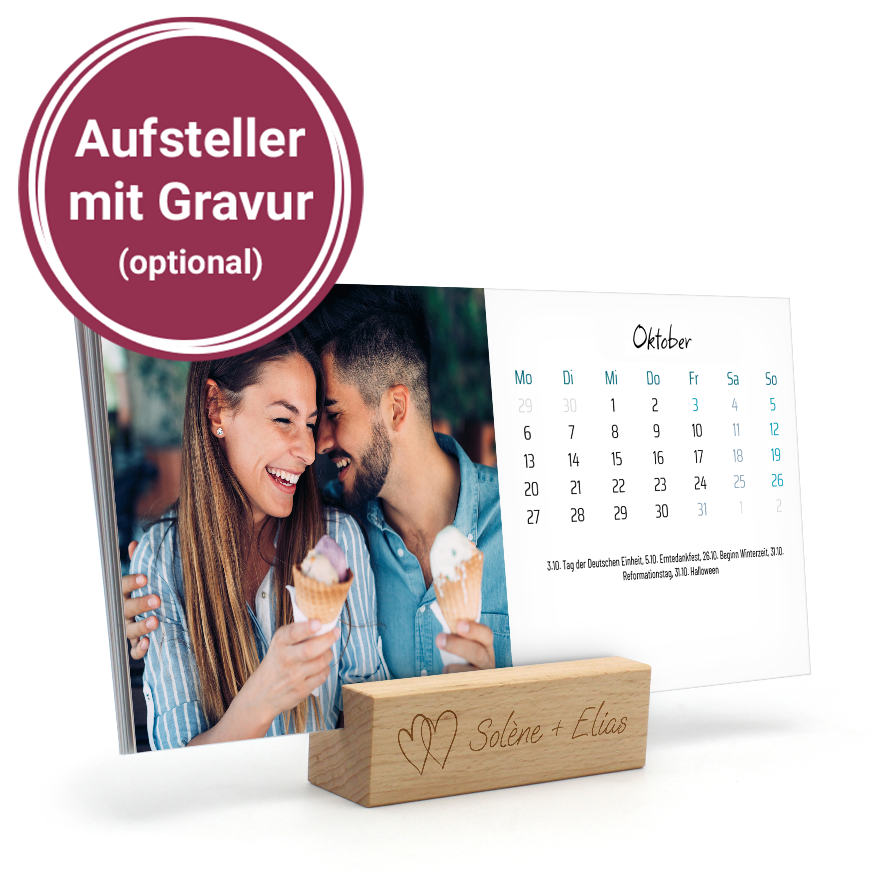 Tischkalender mit Hozfuß