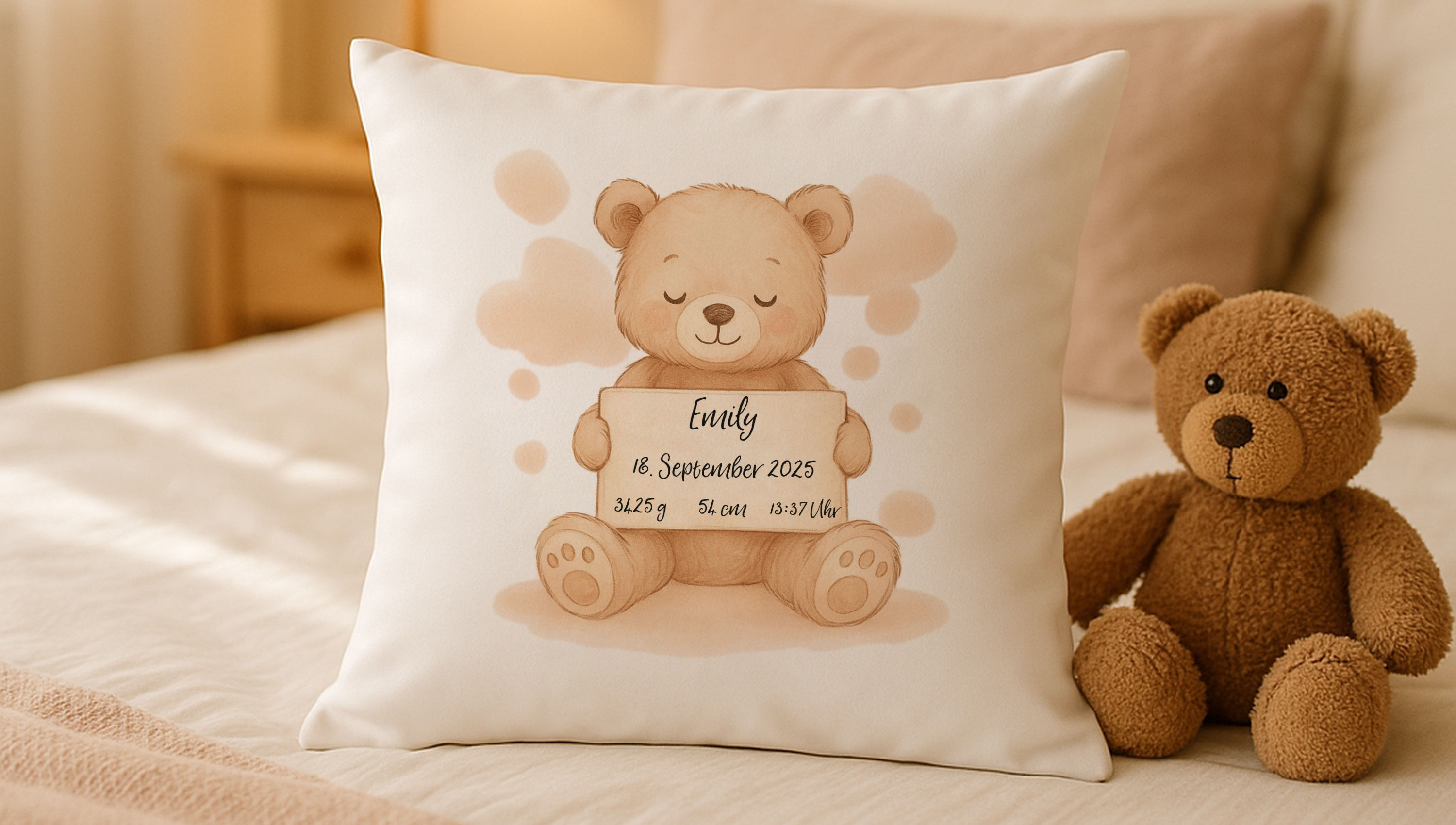 Babykissen bedrucken als Geschenk zur Geburt