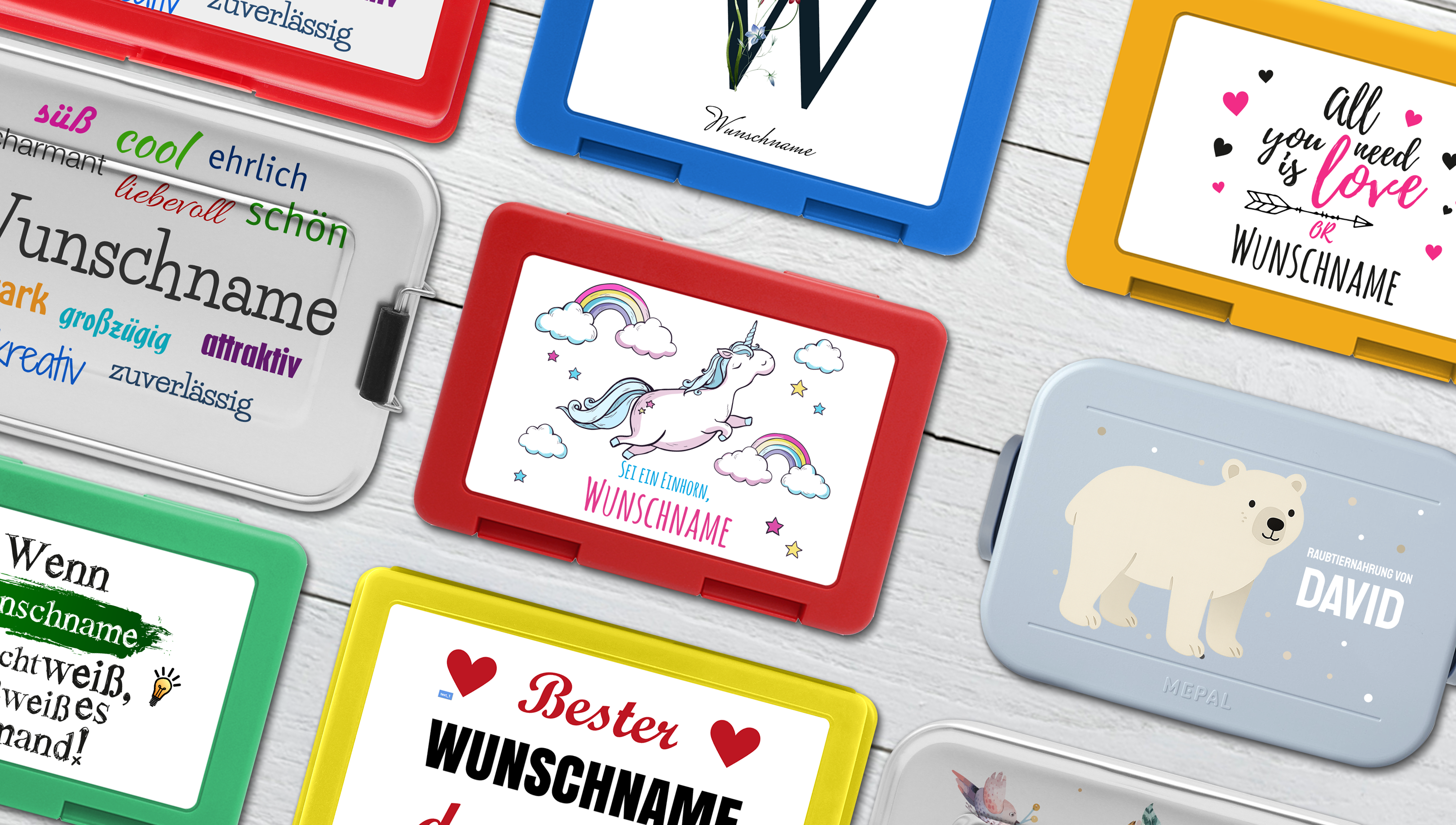 Brotdose mit Wunschnamen beschriften
