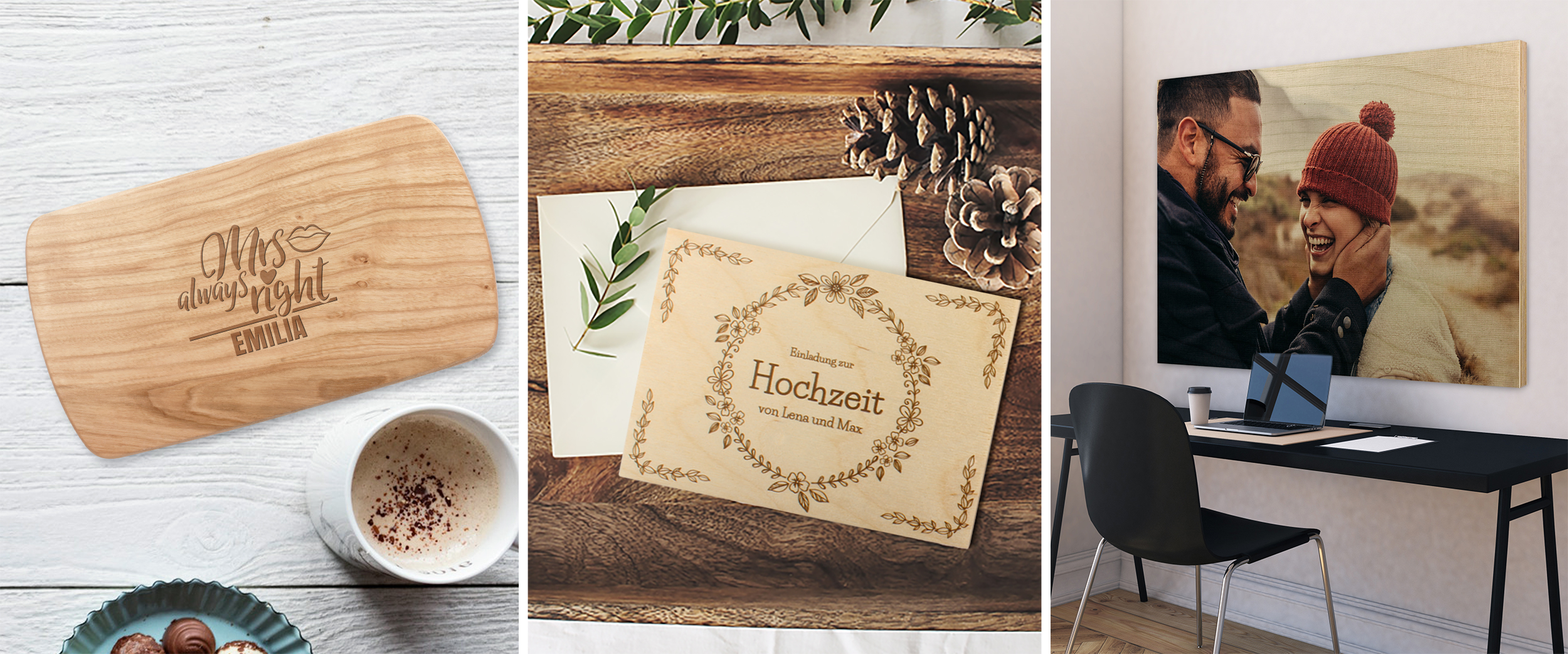 Geschenkideen aus Holz gravieren & bedrucken