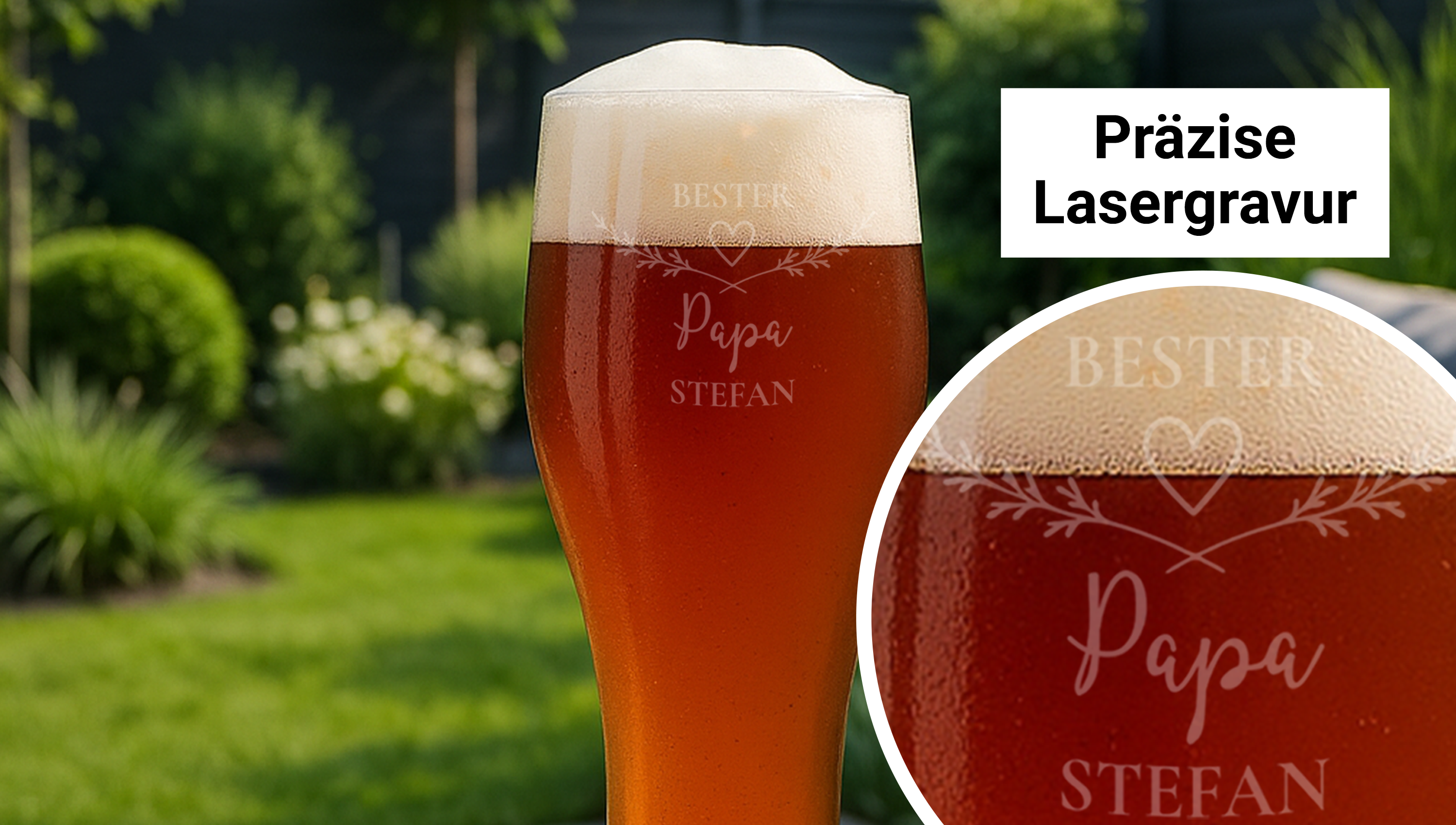 Bierglas mit Gravur: Personalisiertes Weizenbierglas gravieren