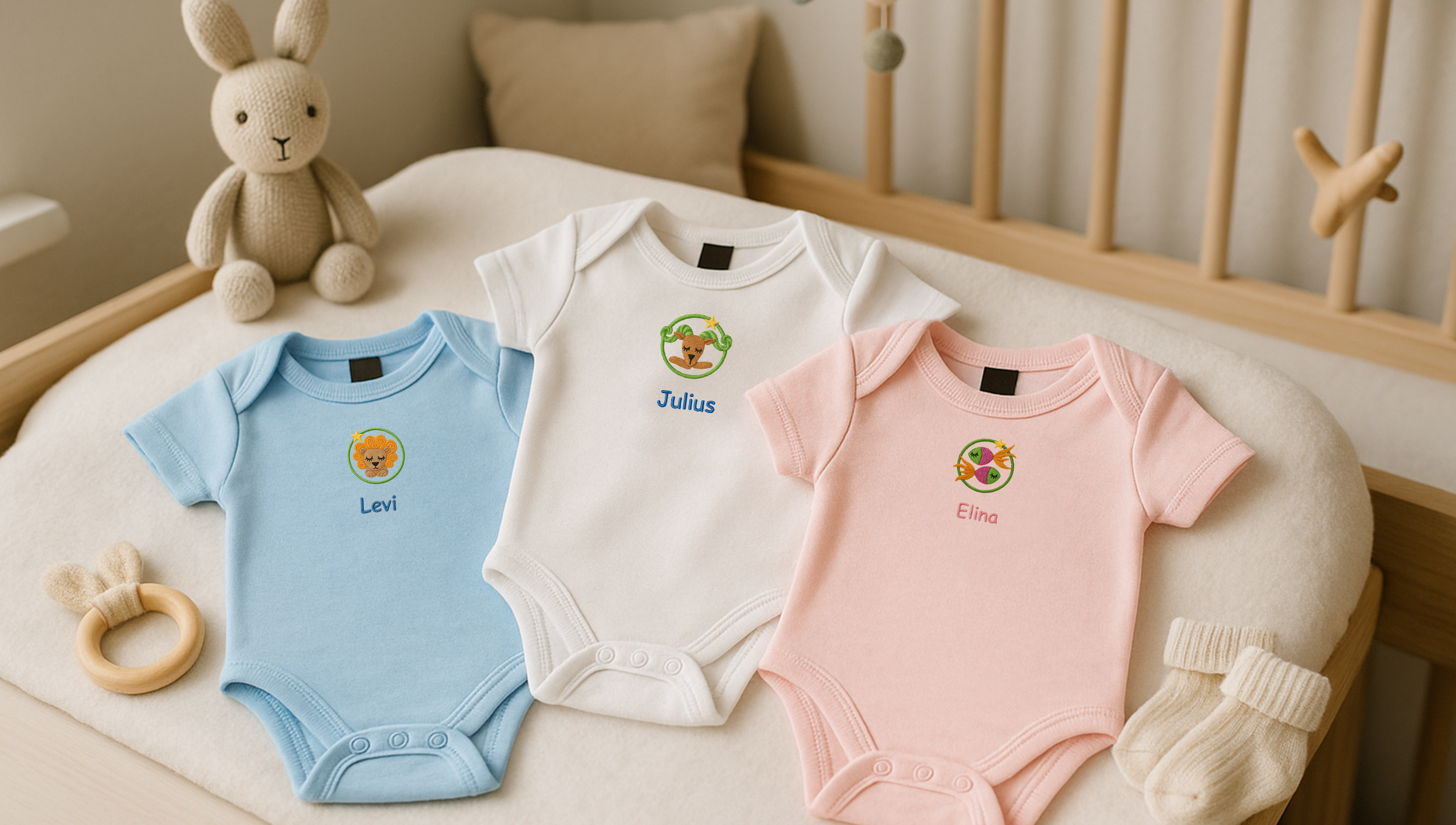 Baby-Kleidung mit Namen bedrucken oder besticken