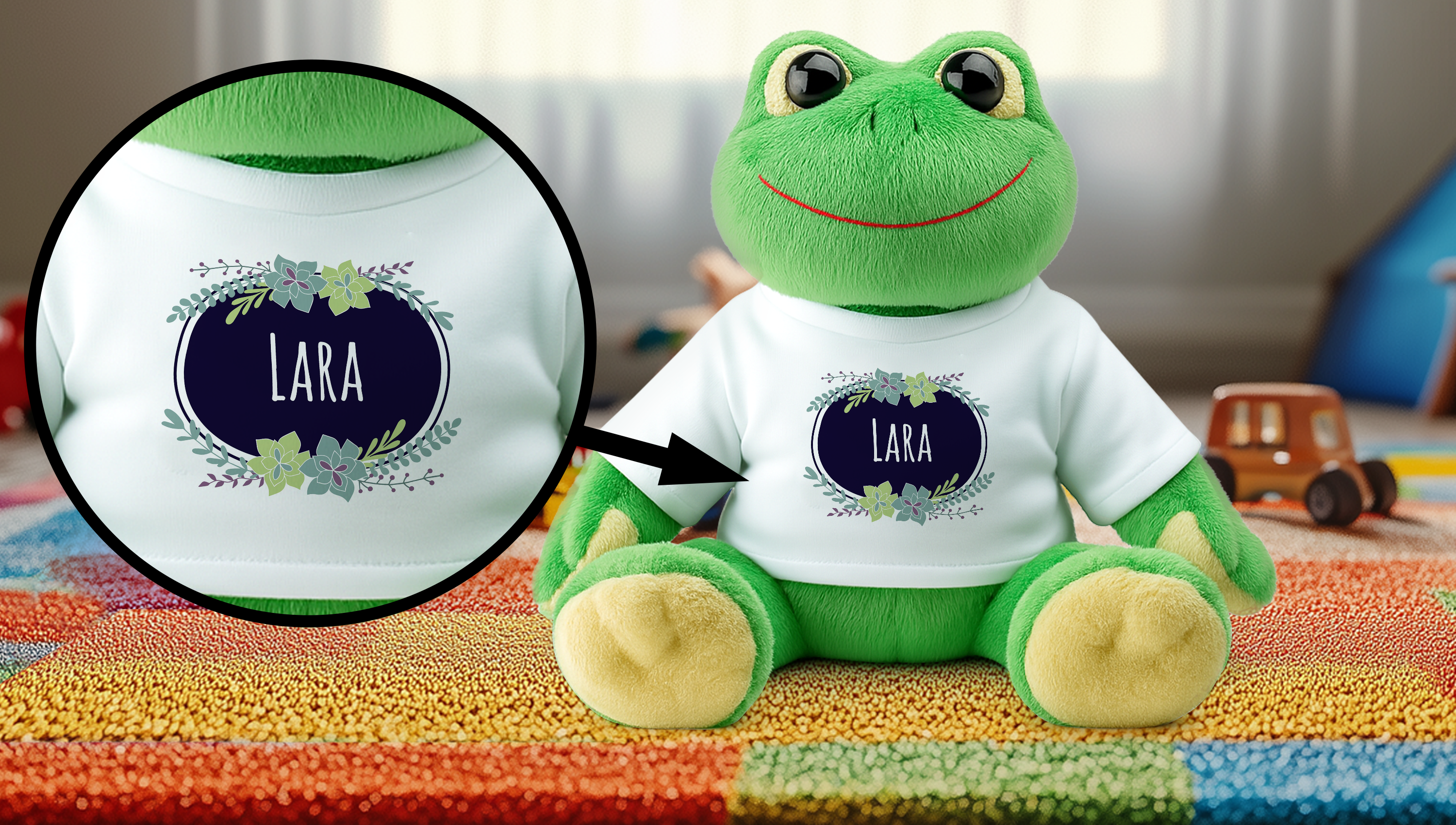Plüsch-Frosch personalisiert und bedruckt