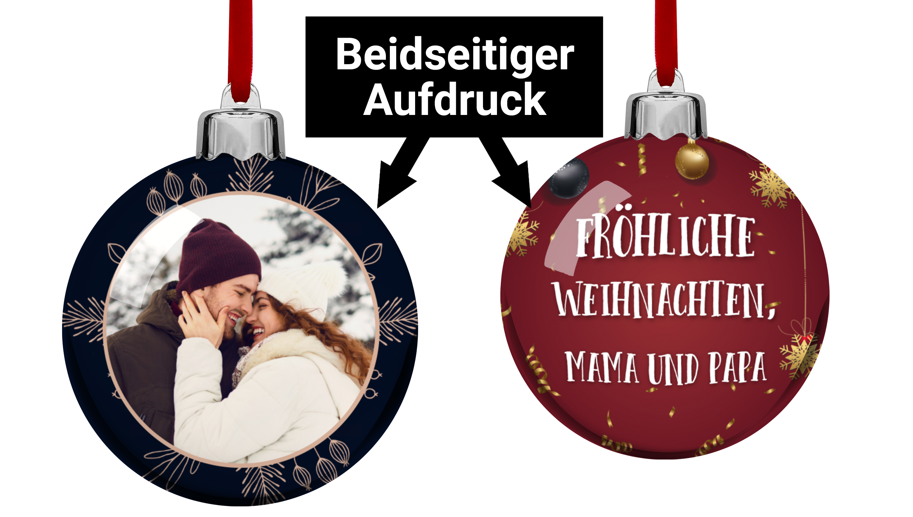 Christbaumkugel mit Foto, Namen oder Text bedrucken