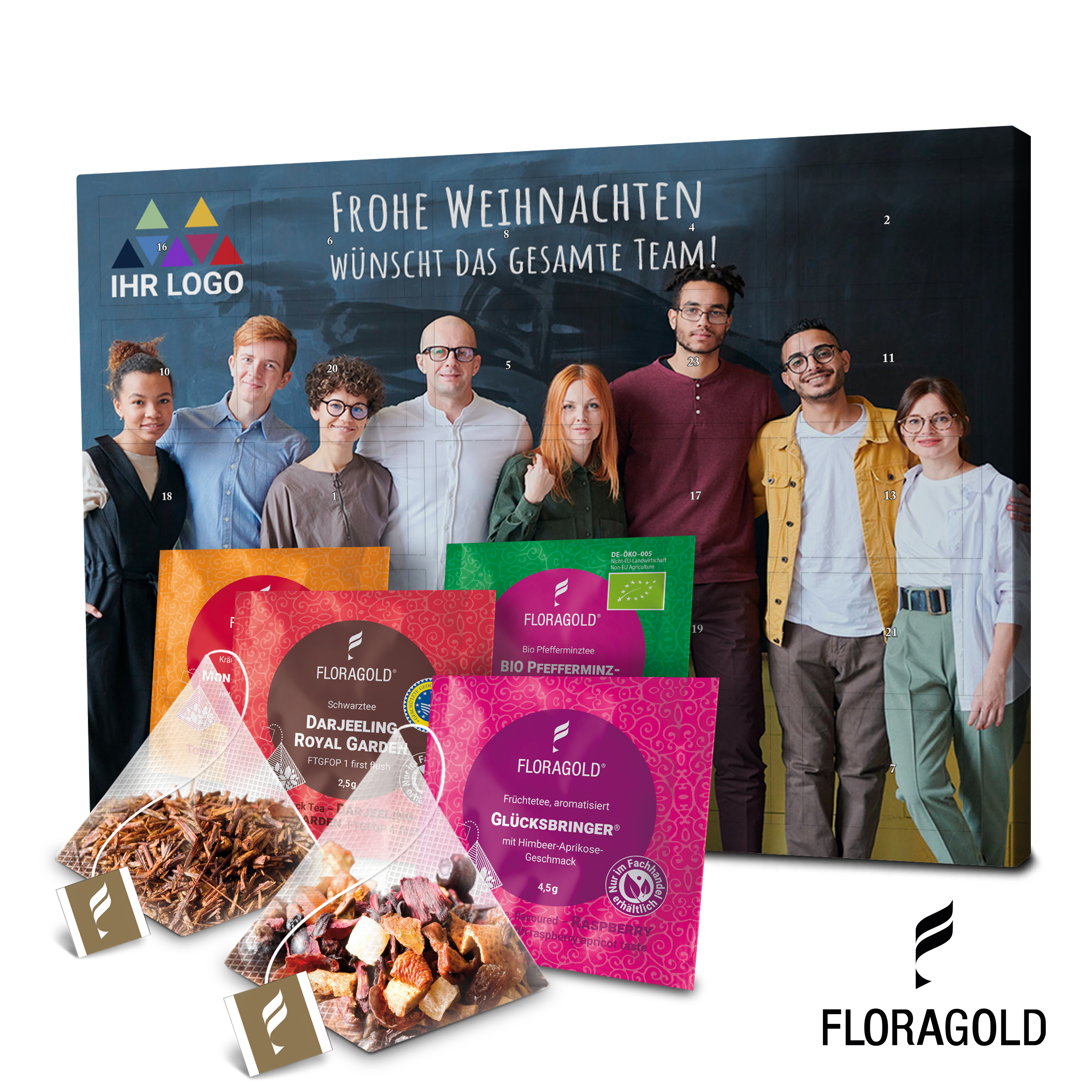 Tee-Adventskalender mit Logo