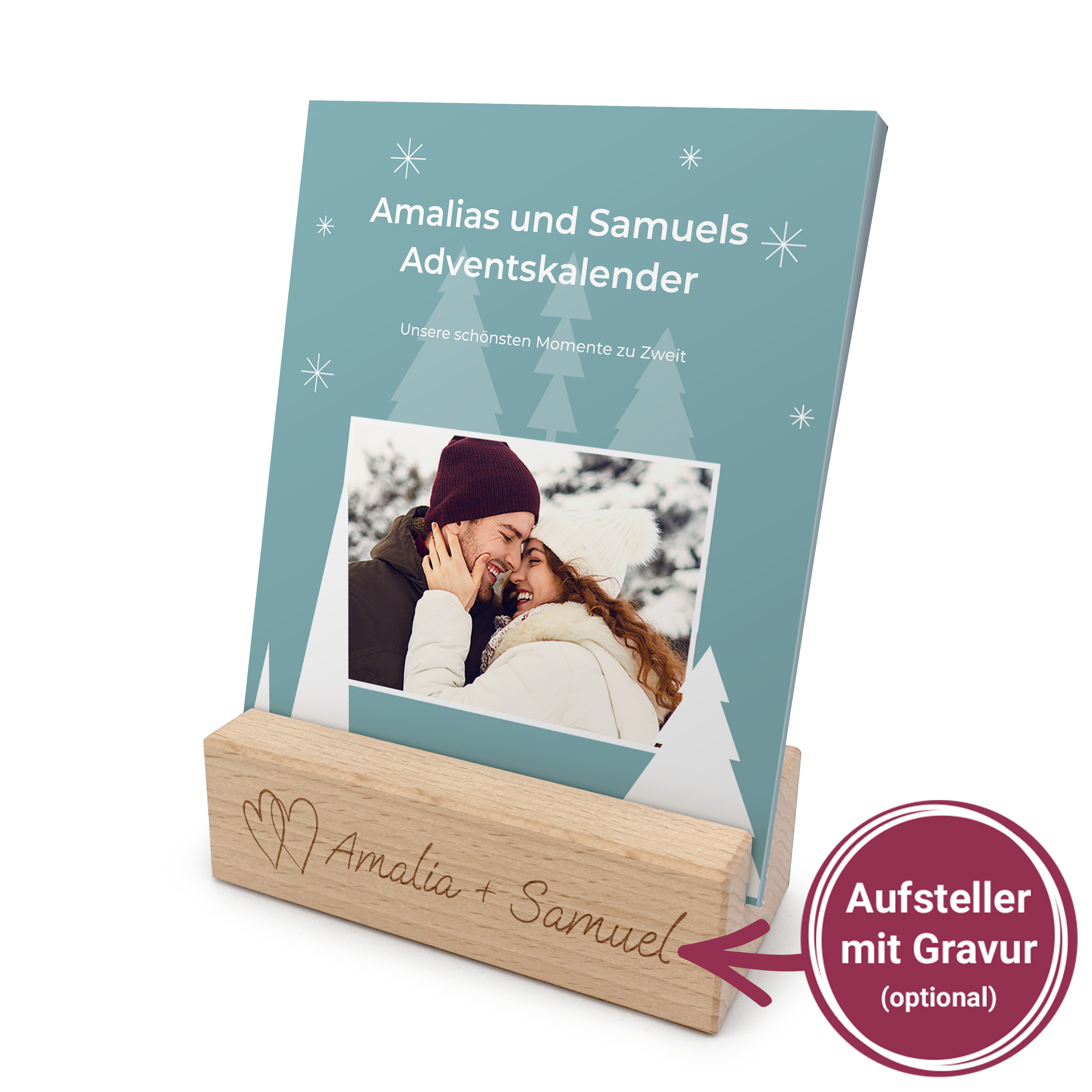 Adventskalender mit Holzaufsteller