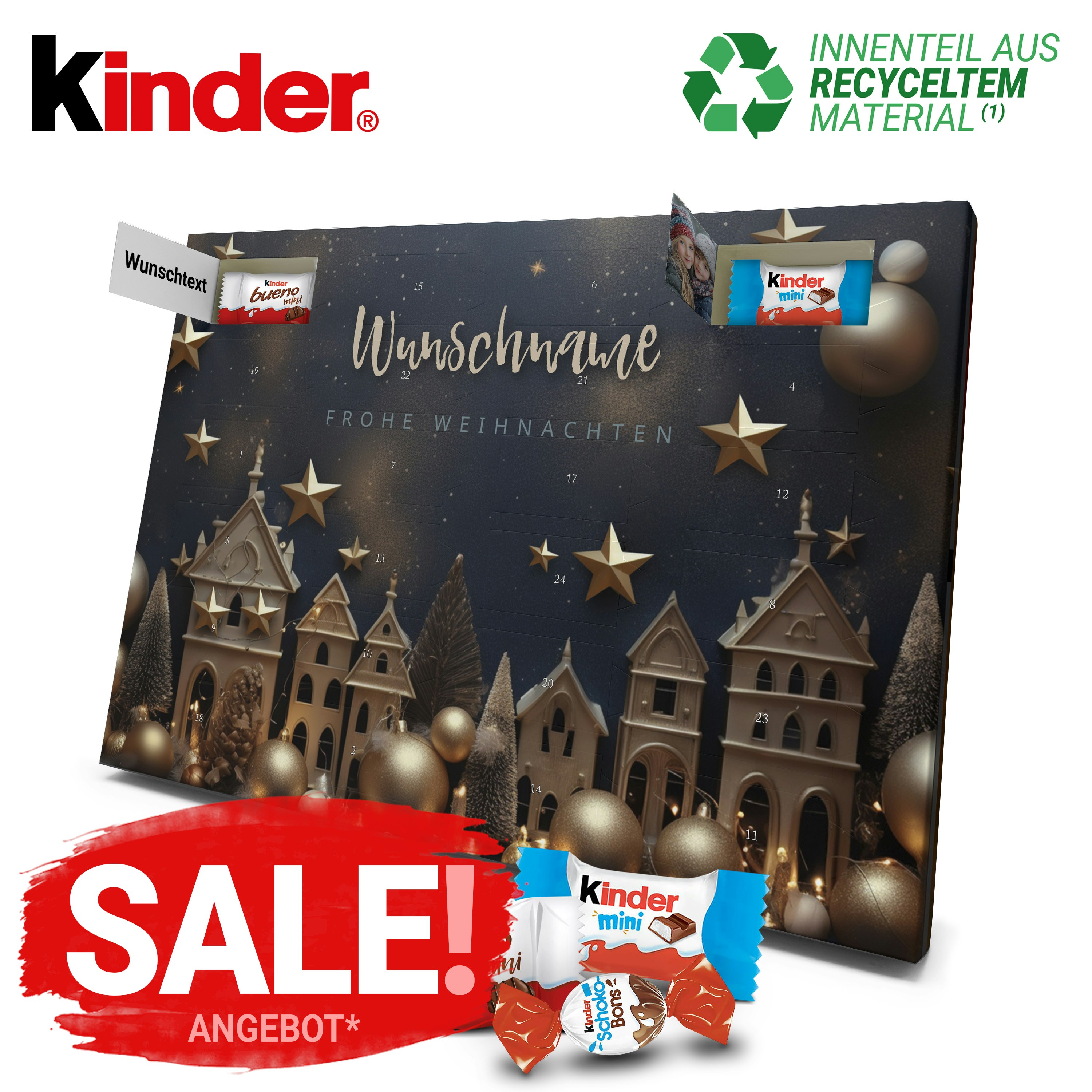 Namens-Adventskalender mit Kinder Schokolade