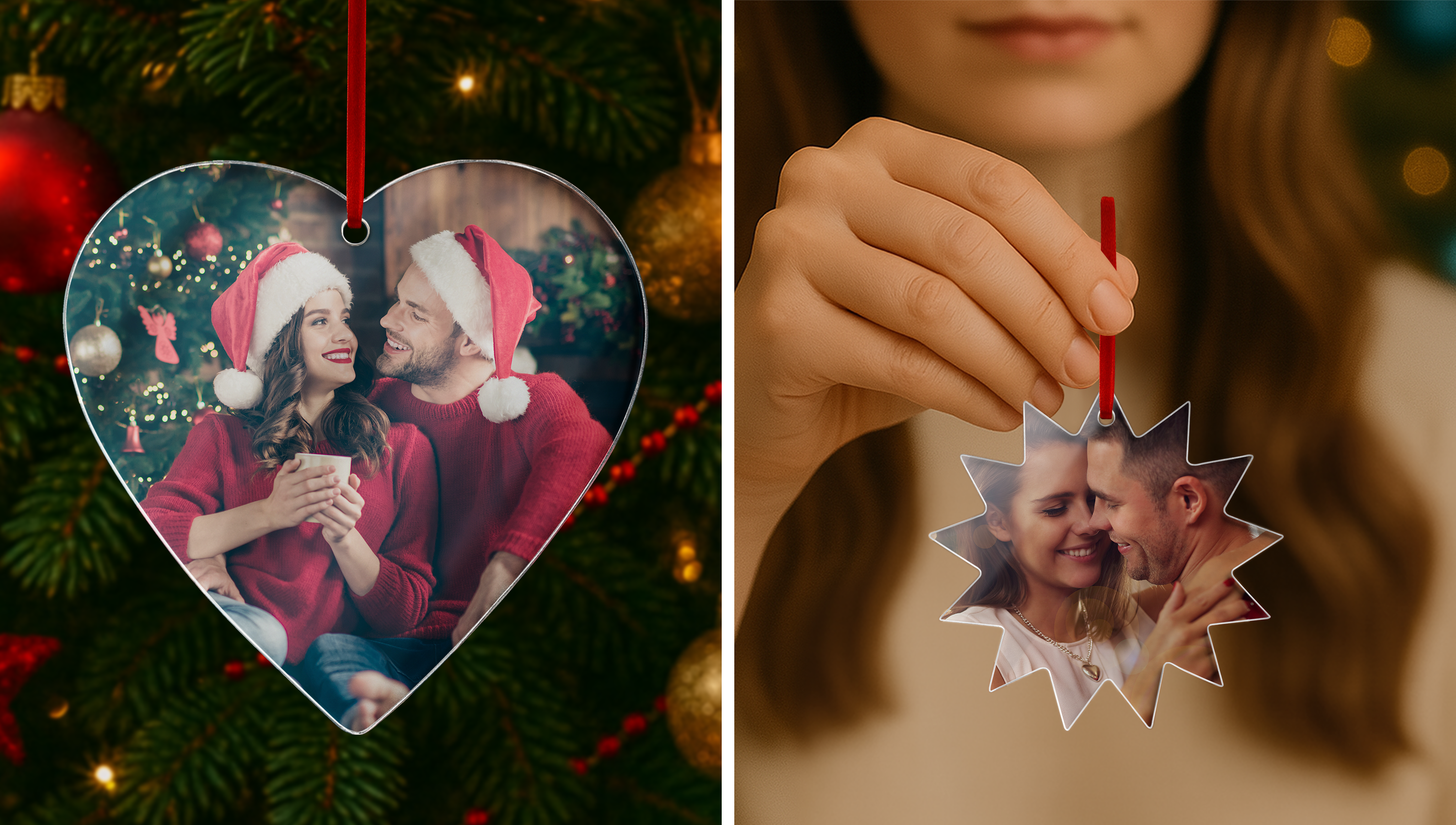 Personalisierter Weihnachtsschmuck mit Fotos, Namen oder Text
