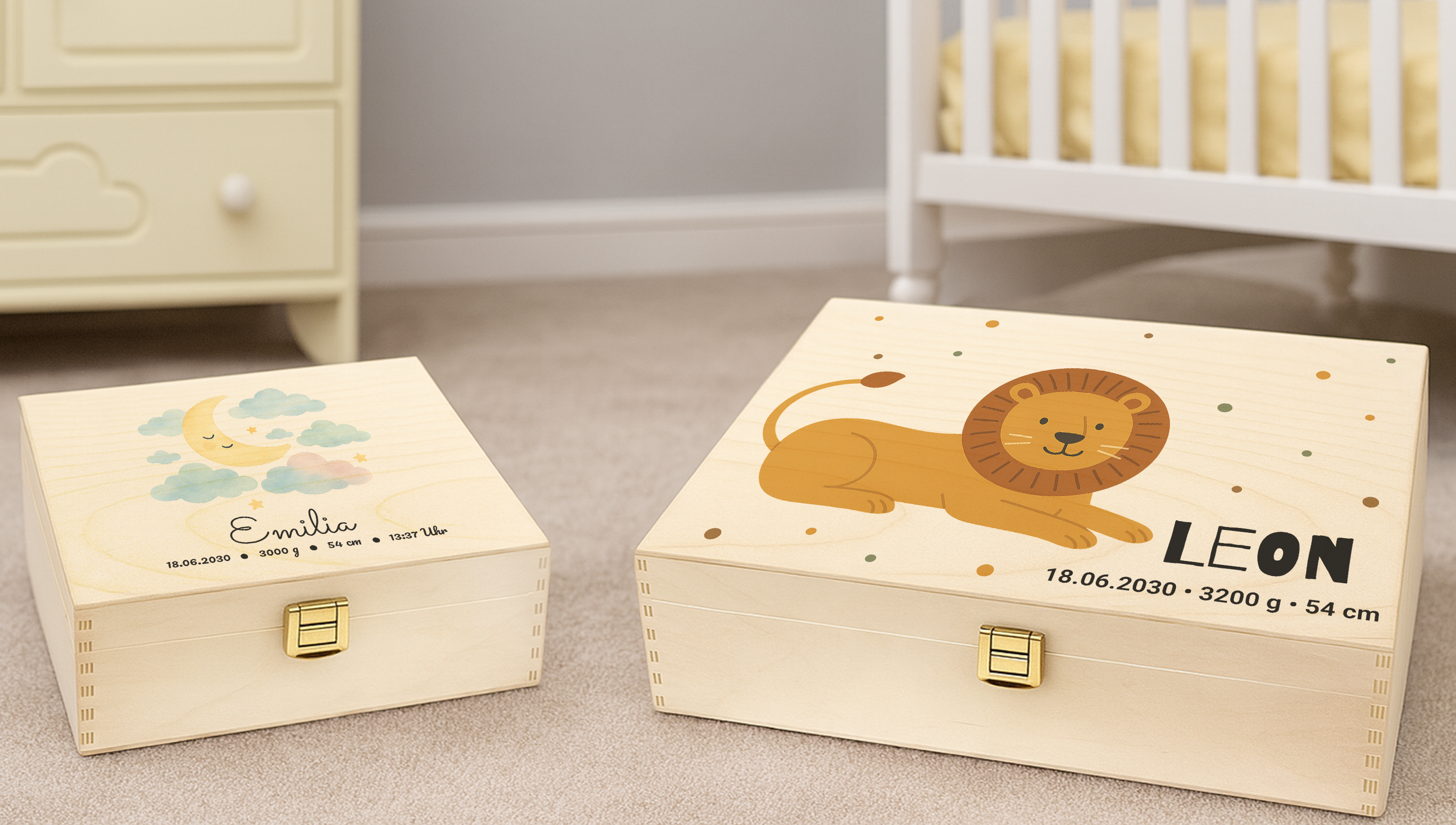 Erinnerungsbox personalisiert mit Namen, Foto und Geburtsdaten