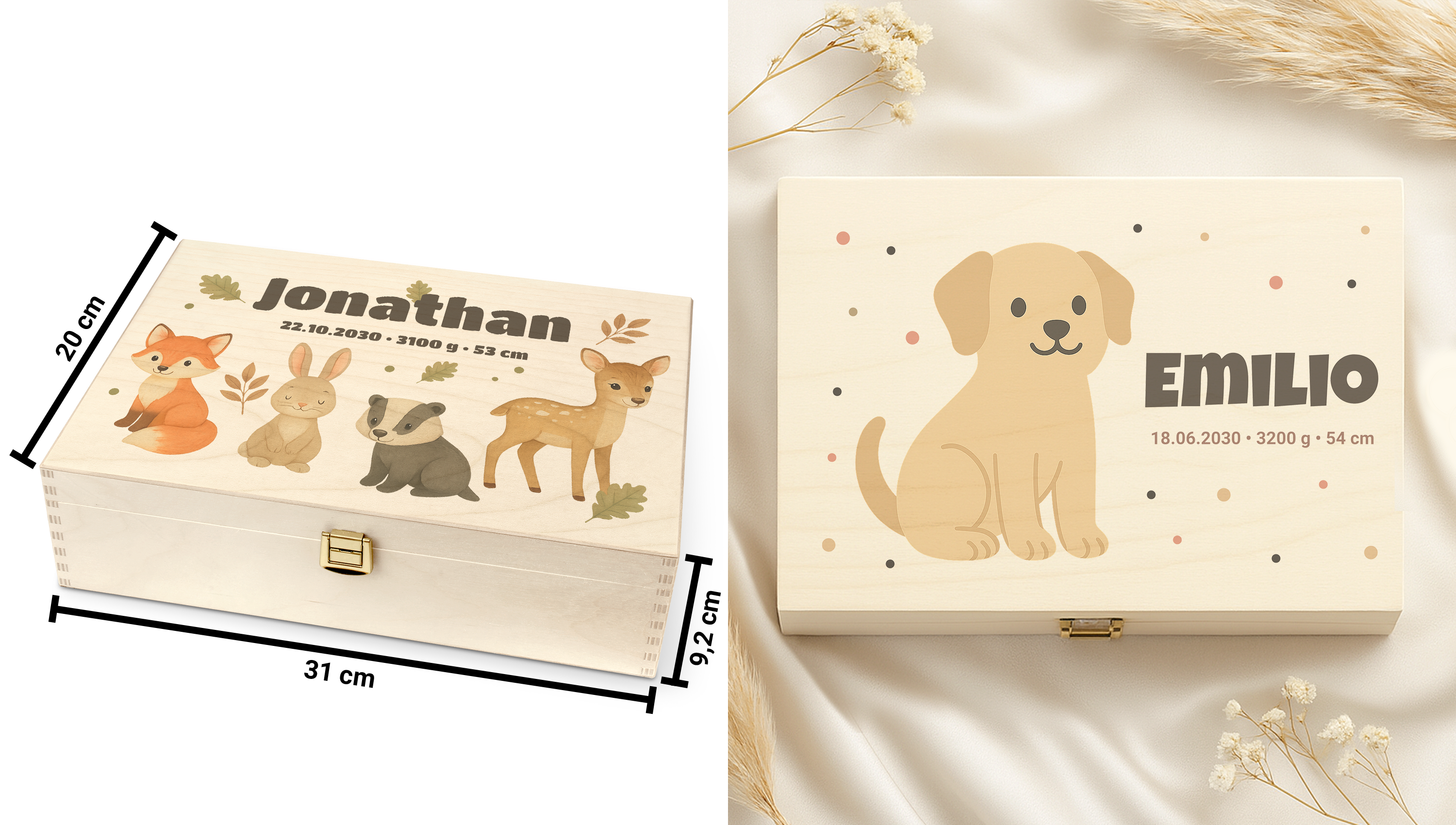 Personalisierte Erinnerungskiste - Das perfekte Geschenk zur Geburt, Taufe oder Babyparty