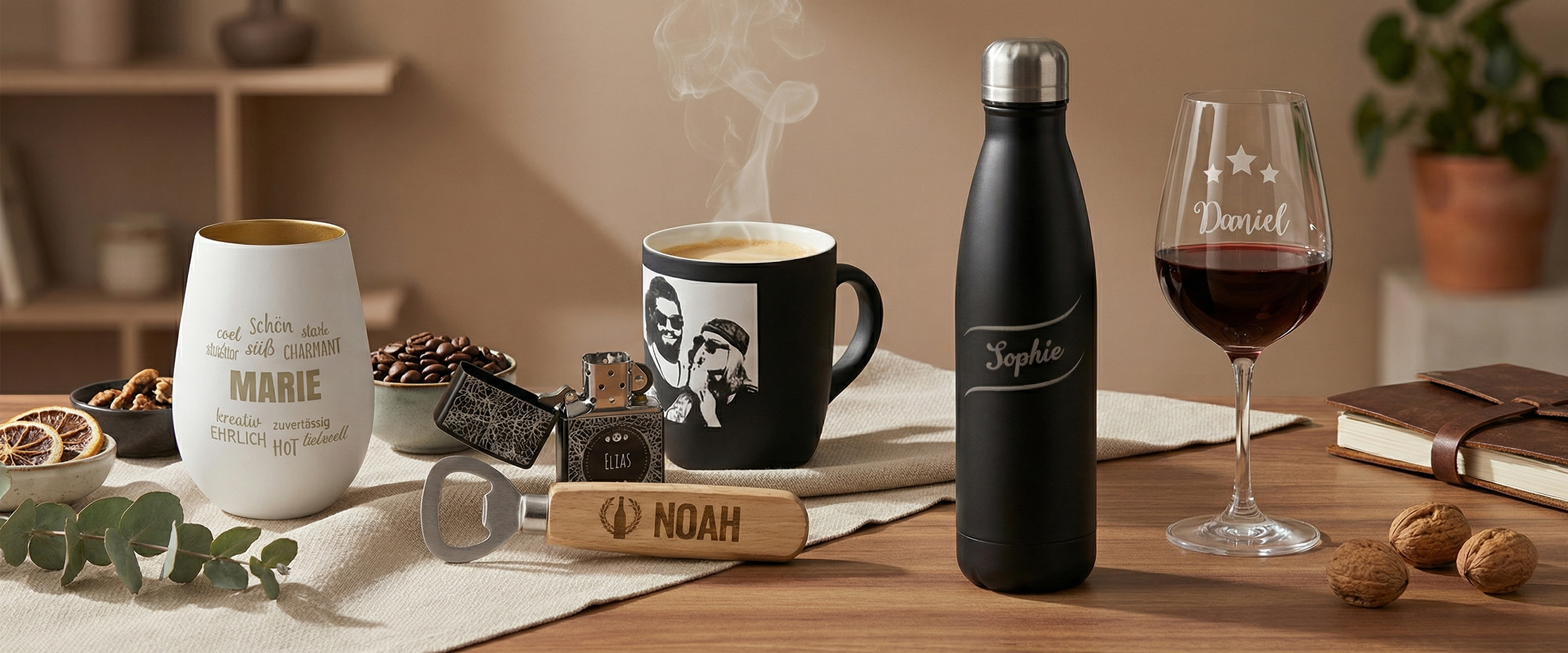 Mit persönlicher Namens- oder Fotogravur