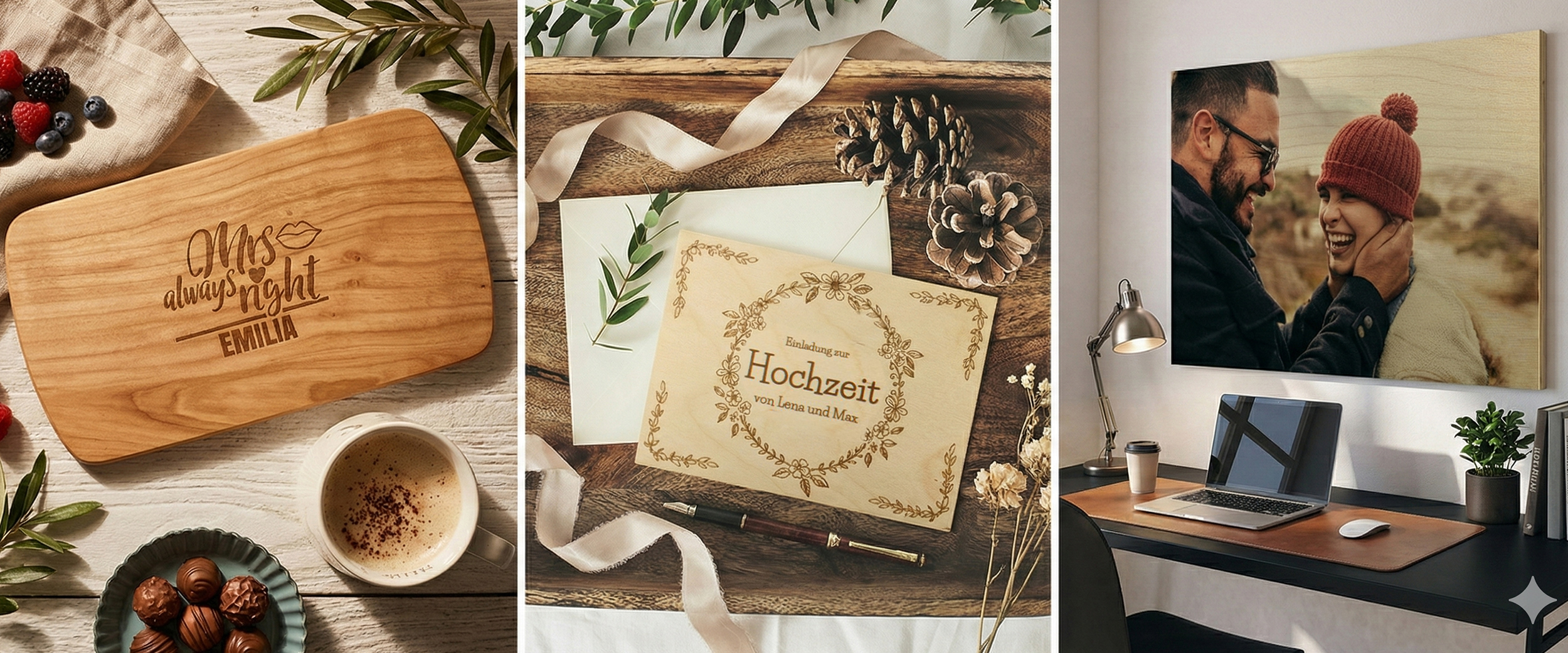 Geschenkideen aus Holz gravieren & bedrucken