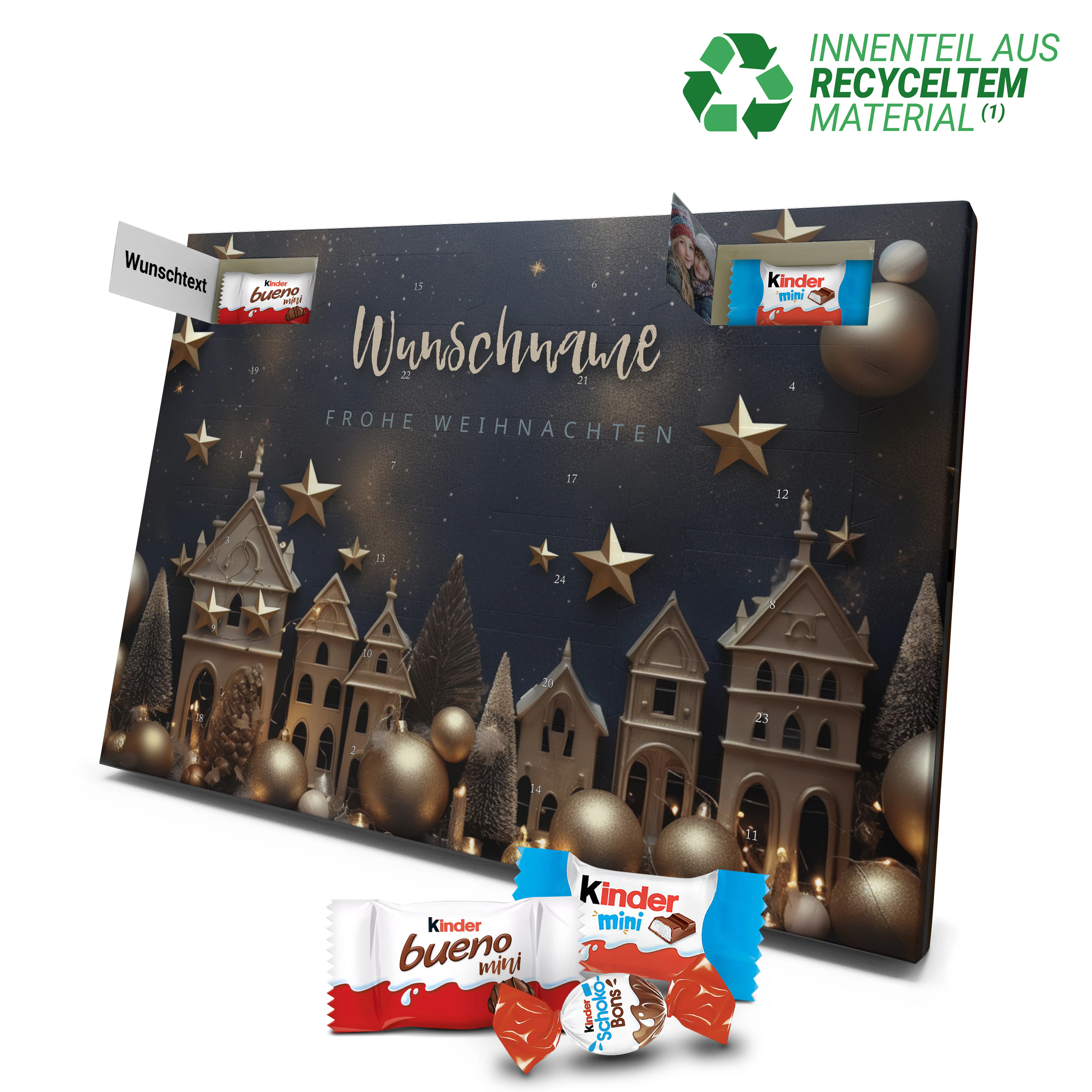 Namens-Adventskalender mit Kinder Schokolade