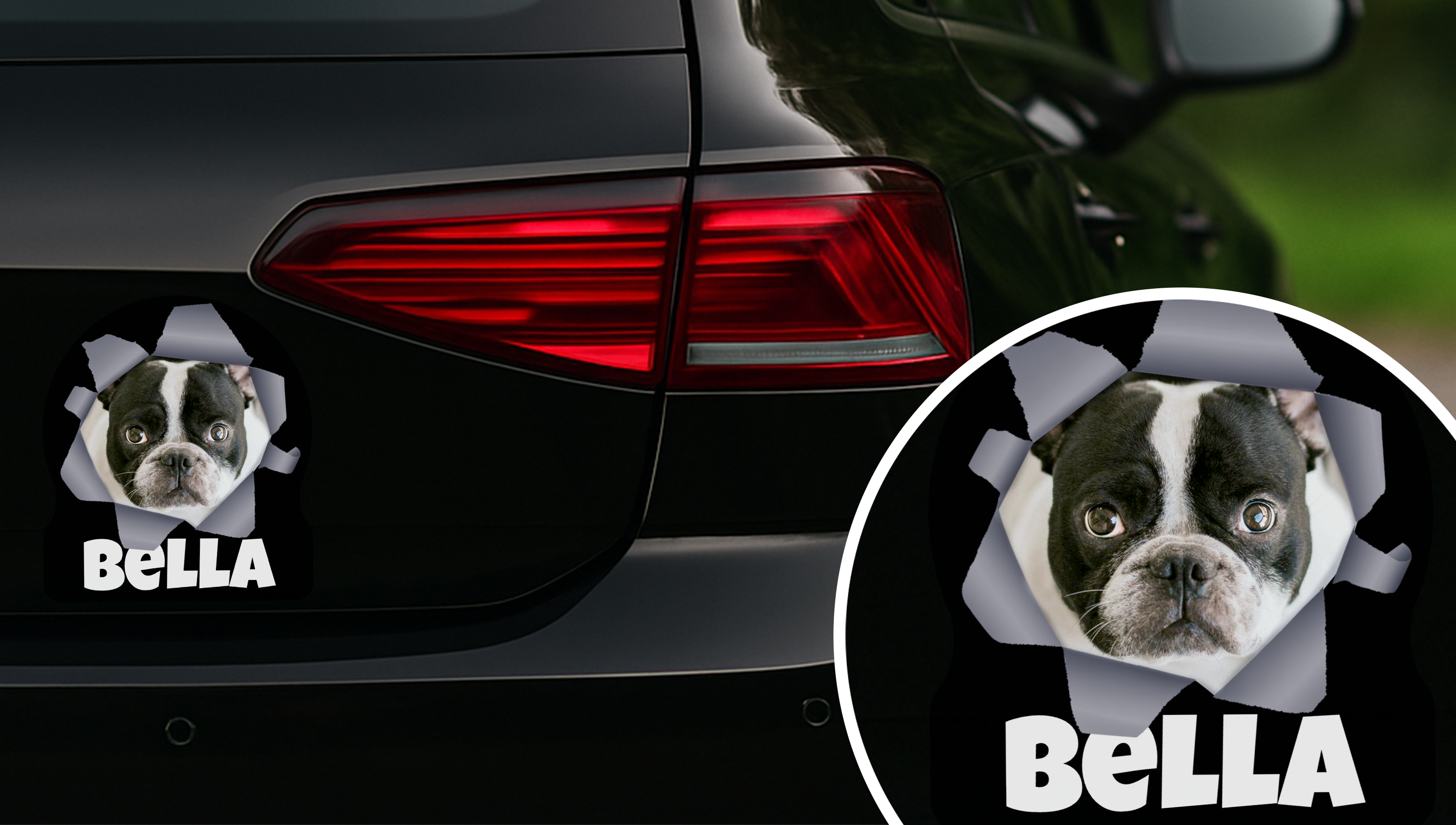 Personalisierte Hunde-Aufkleber mit Namen und Foto drucken lassen