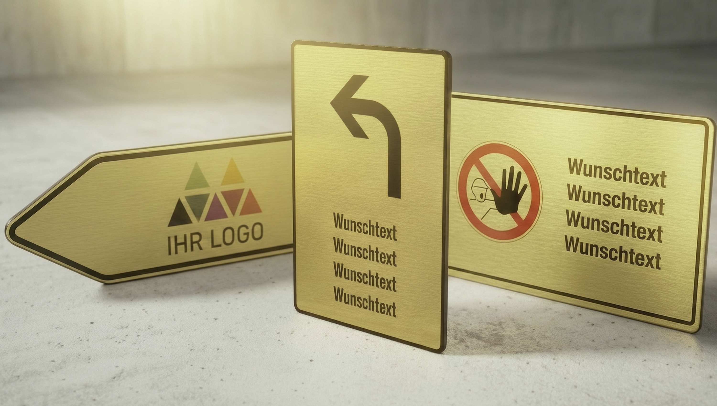 Aluminiumverbundplatten in Gold als edle Firmenschilder