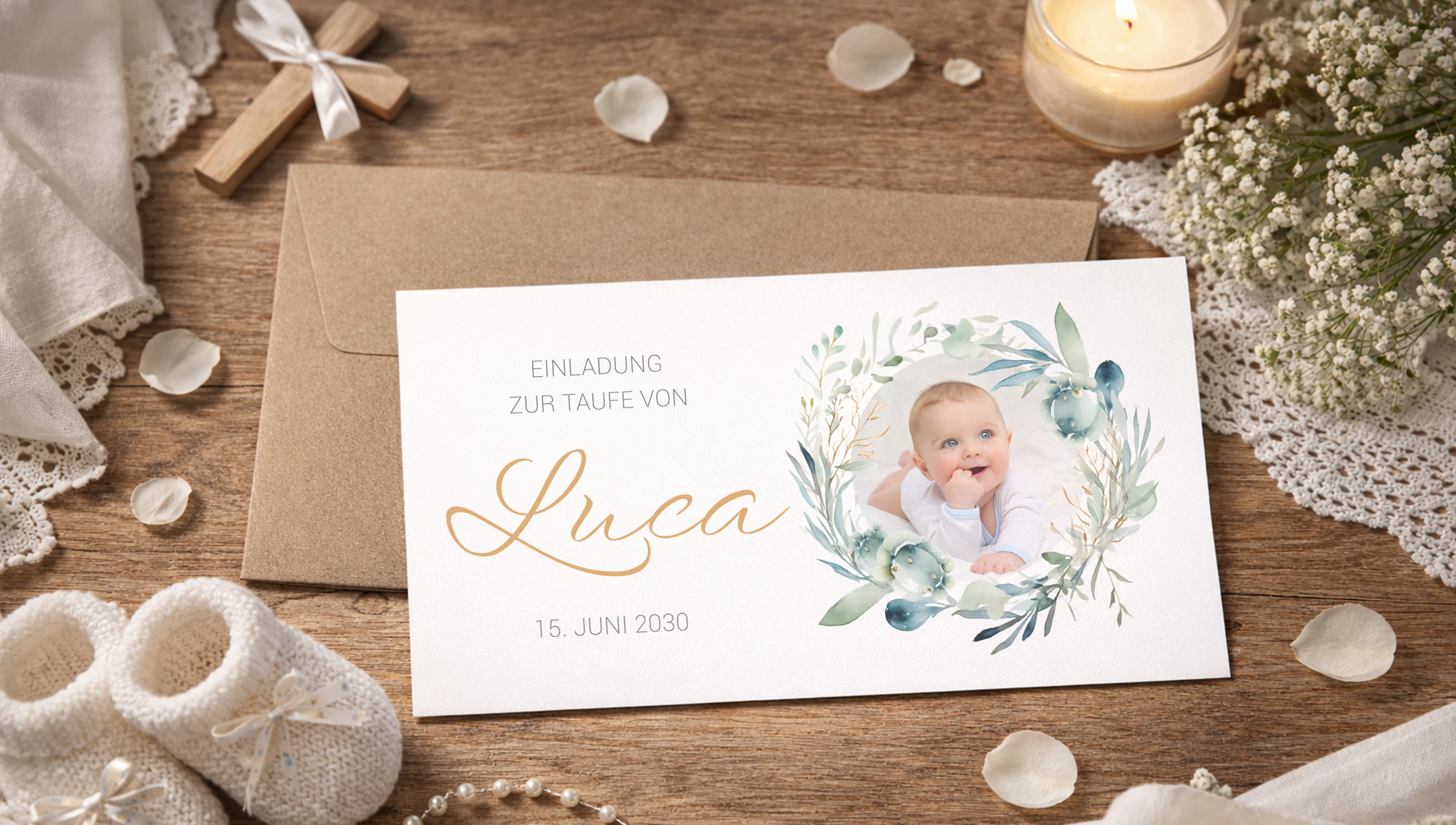 Besondere Taufkarten online gestalten: Karten zur Taufe drucken