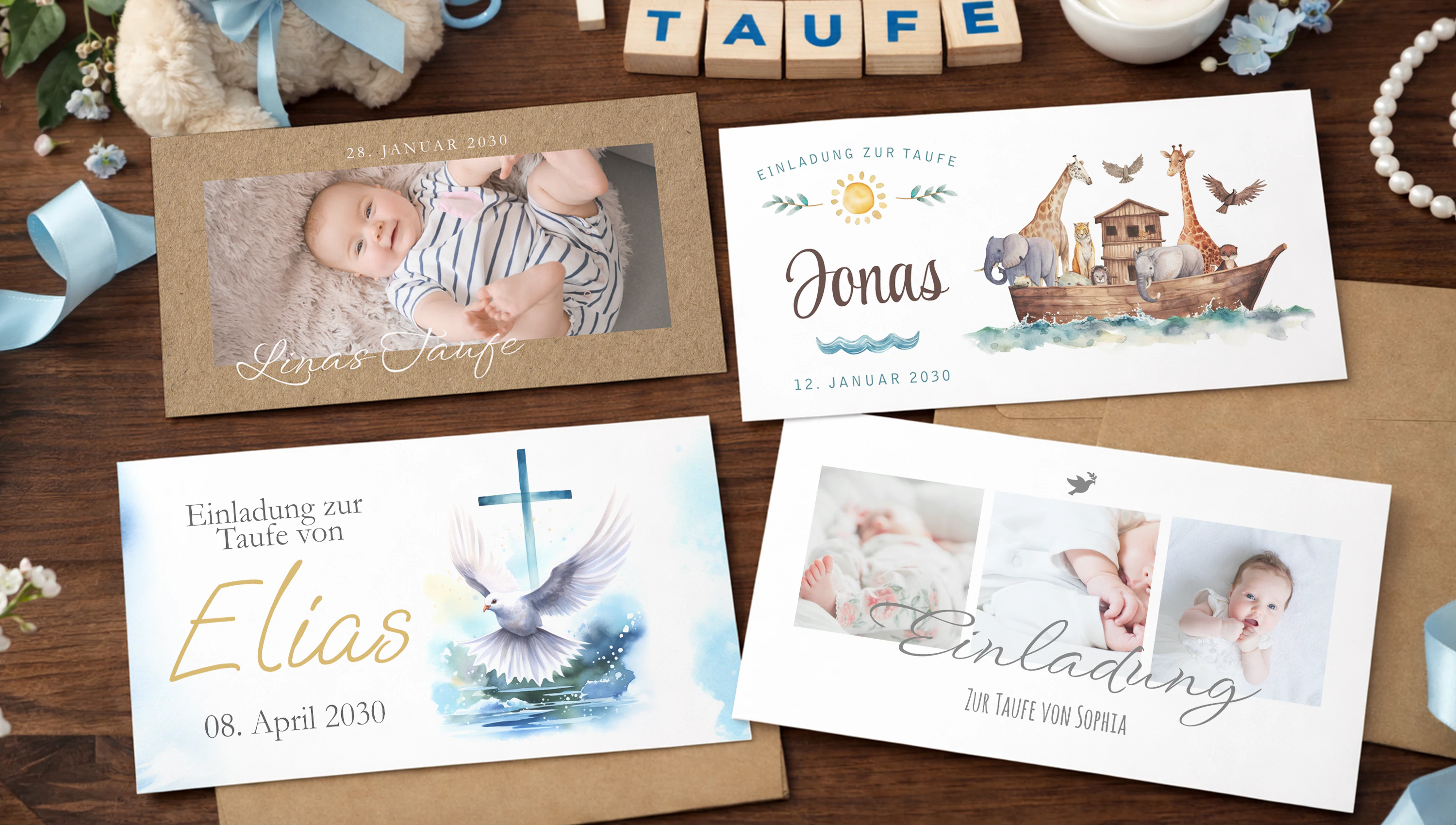 So kannst du individuelle Karten zur Taufe selbst gestalten
