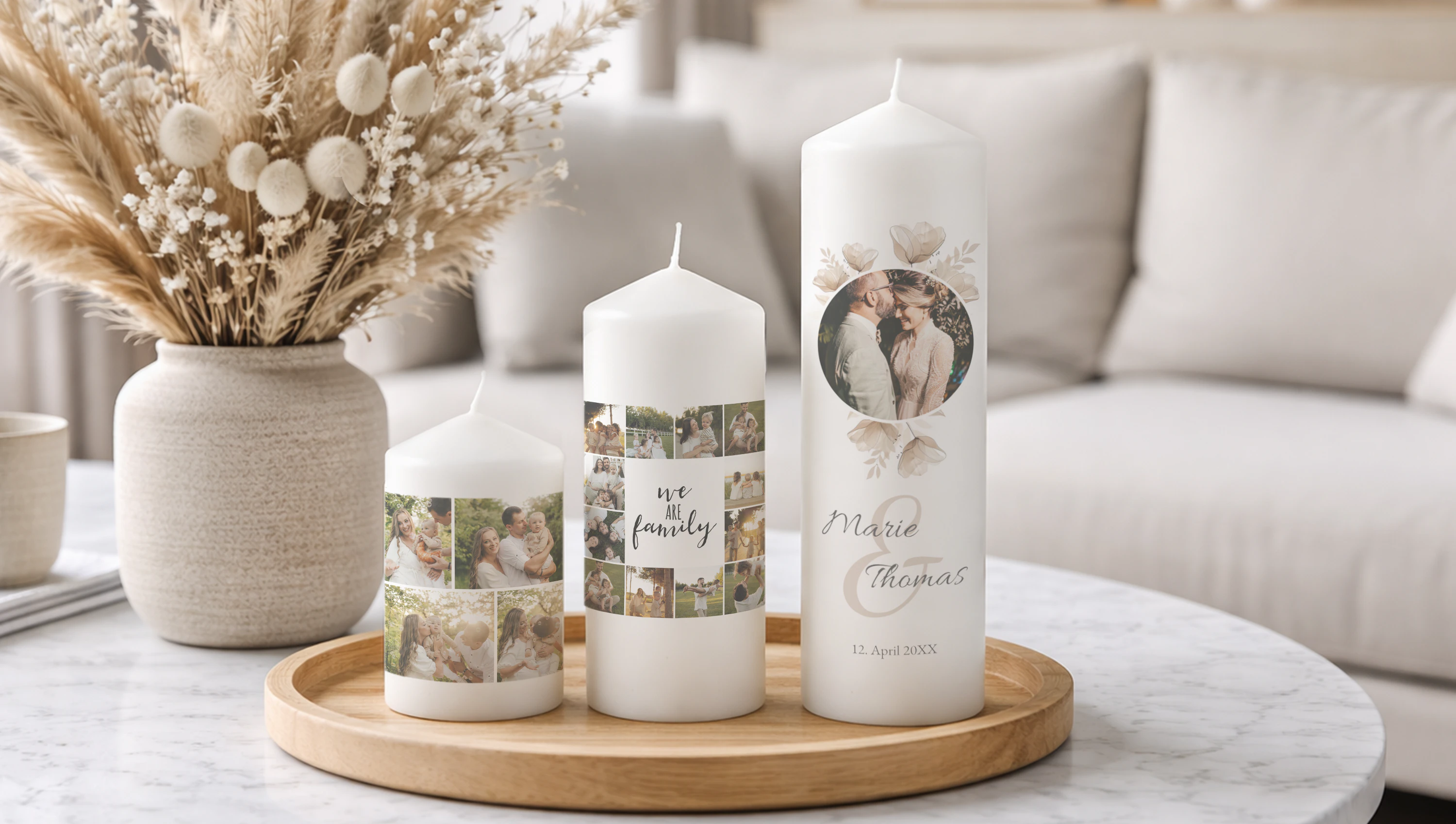 Kerze mit Foto bedrucken  - Candle-Light Dinner der besonderen Art