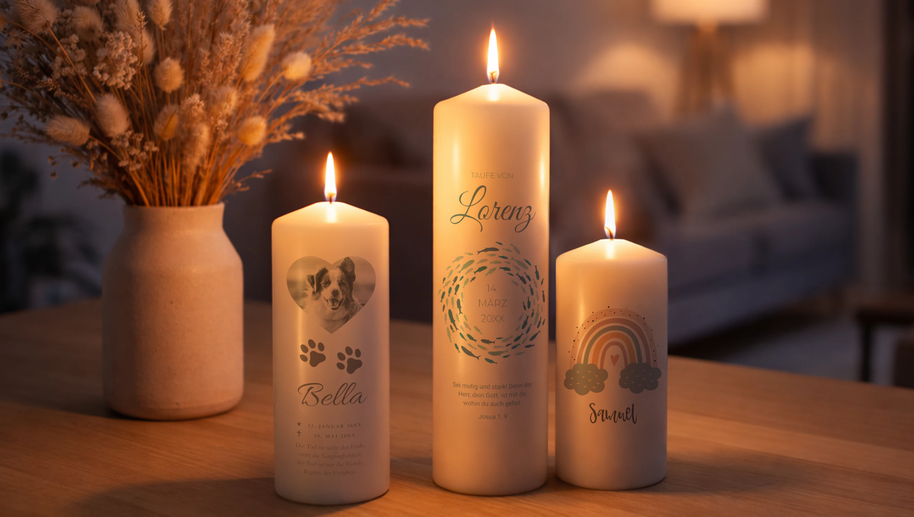 Unsere individuellen Stumpenkerzen mit eigenem Bild