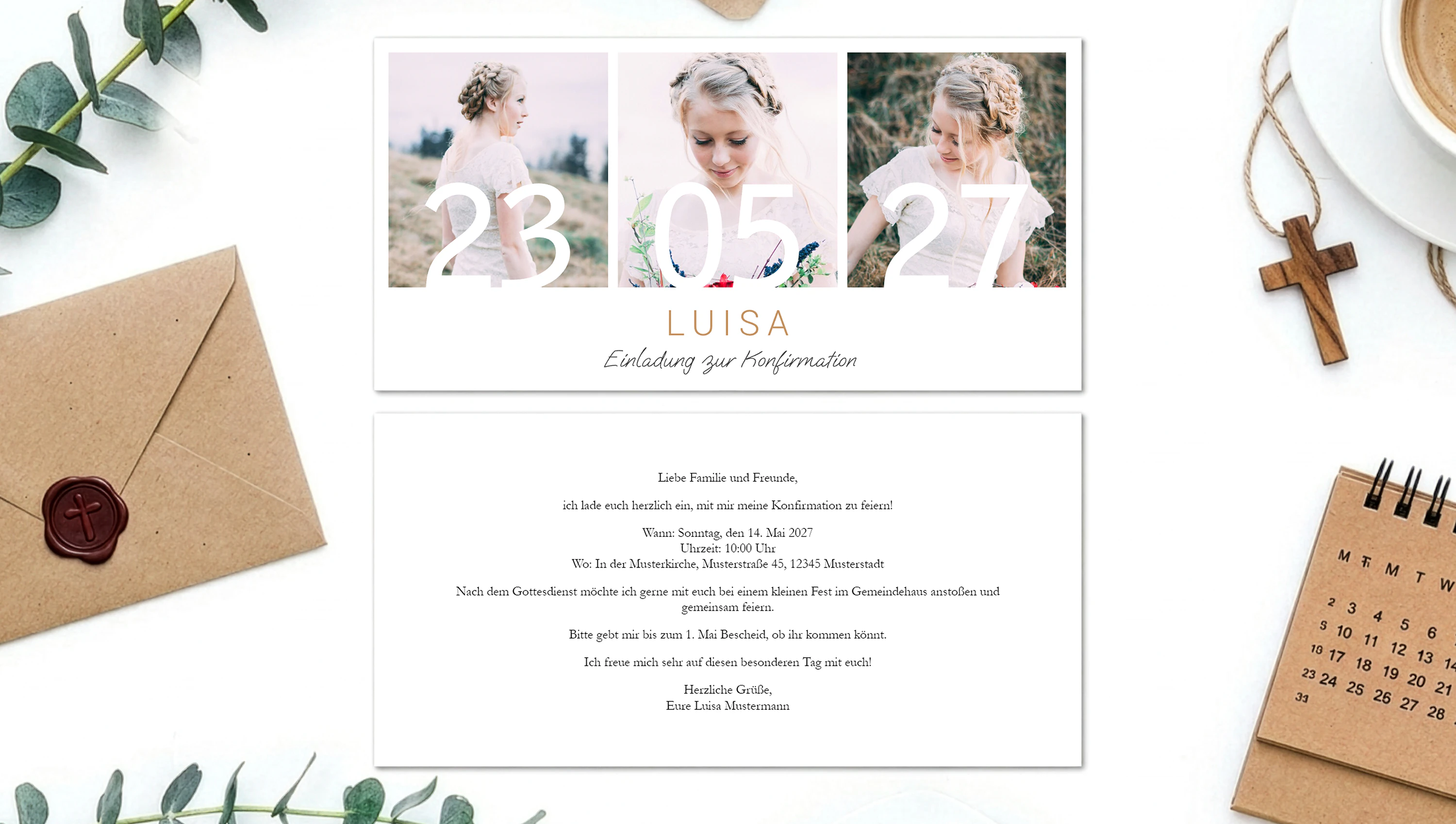 Konfirmationskarten für Mädchen und Jungen als Einladung & Danksagung