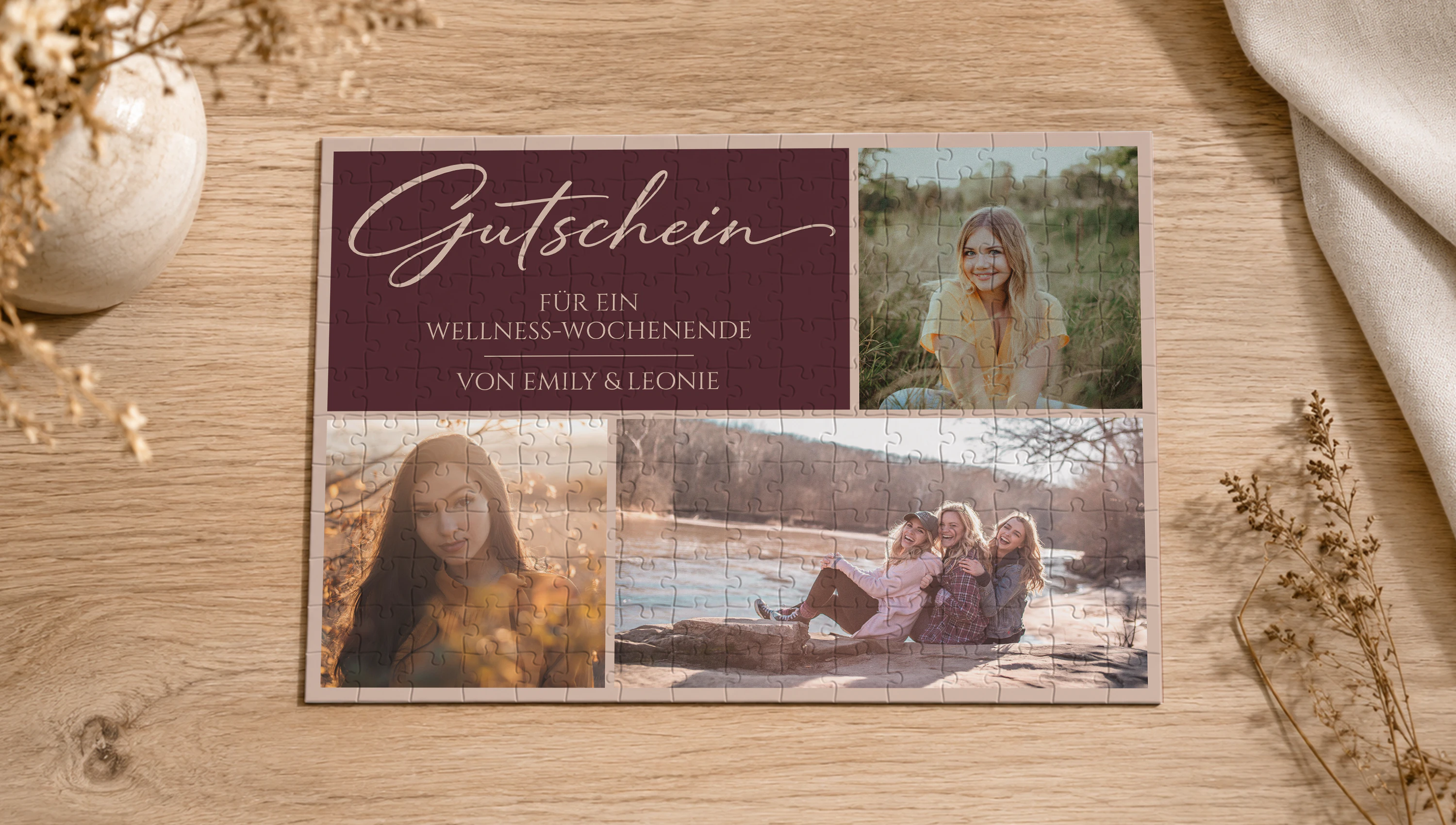 Puzzle-Gutscheine mit Foto, Namen und Wunschtext als Geschenkidee