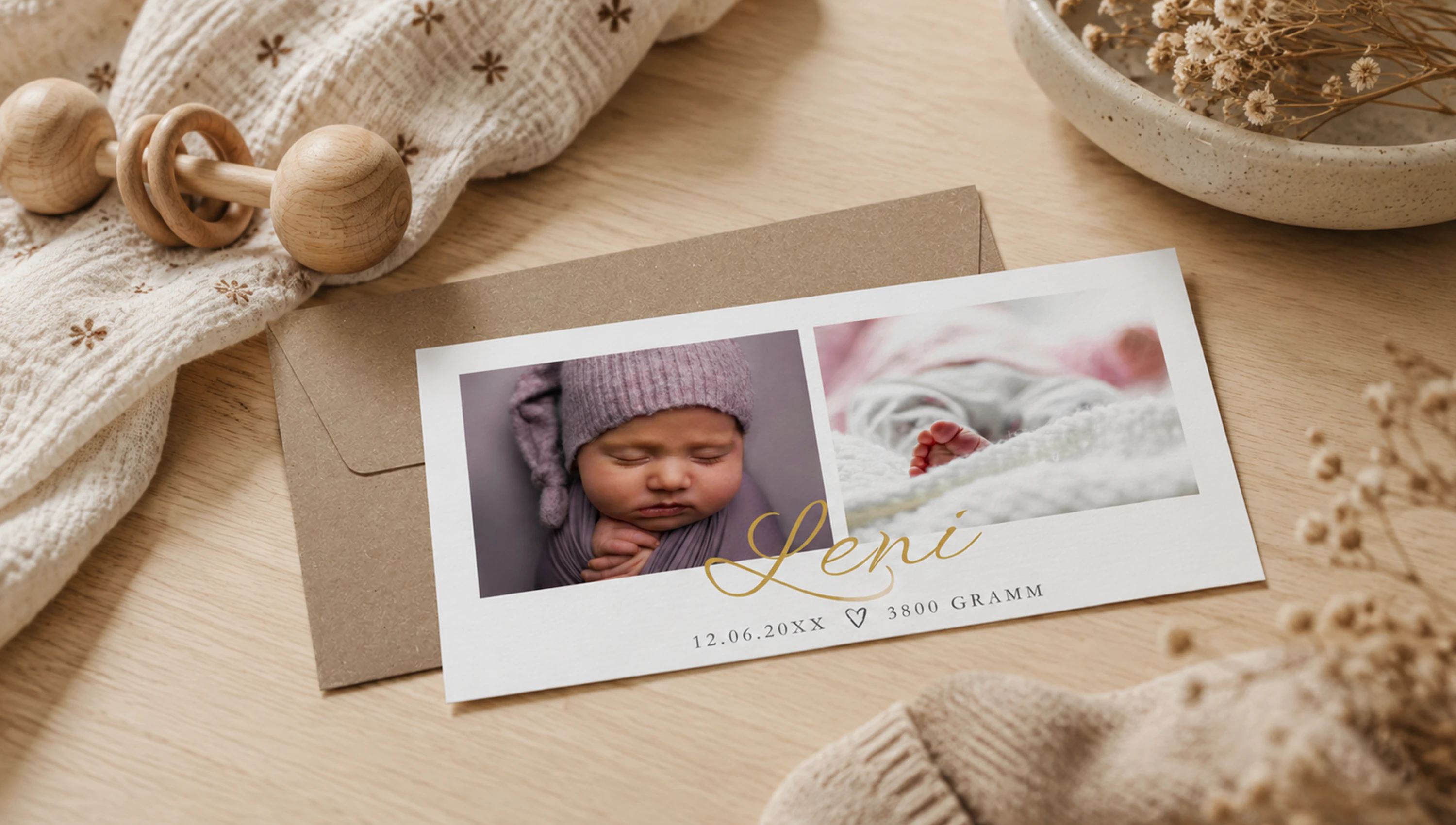 Zauberhafte Babykarten zu jedem Anlass bedrucken