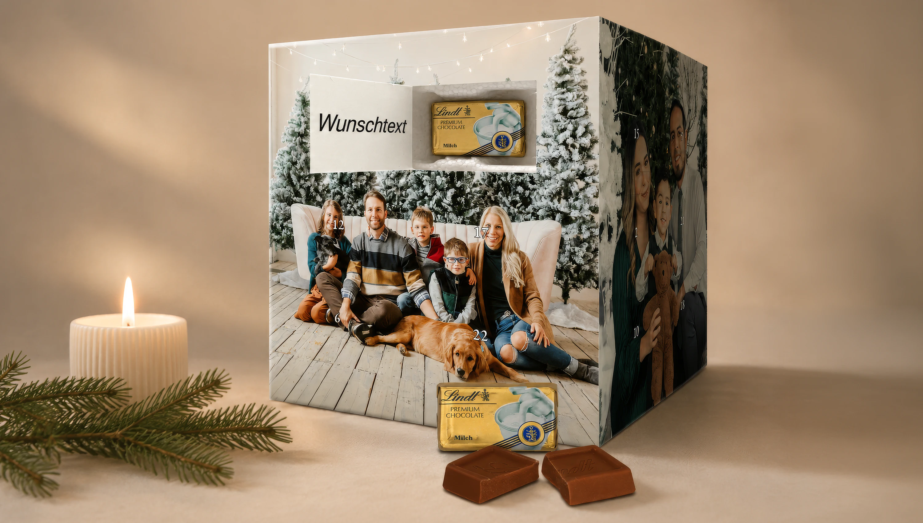 Adventskalender-Fotowürfel als kreativer Werbeartikel