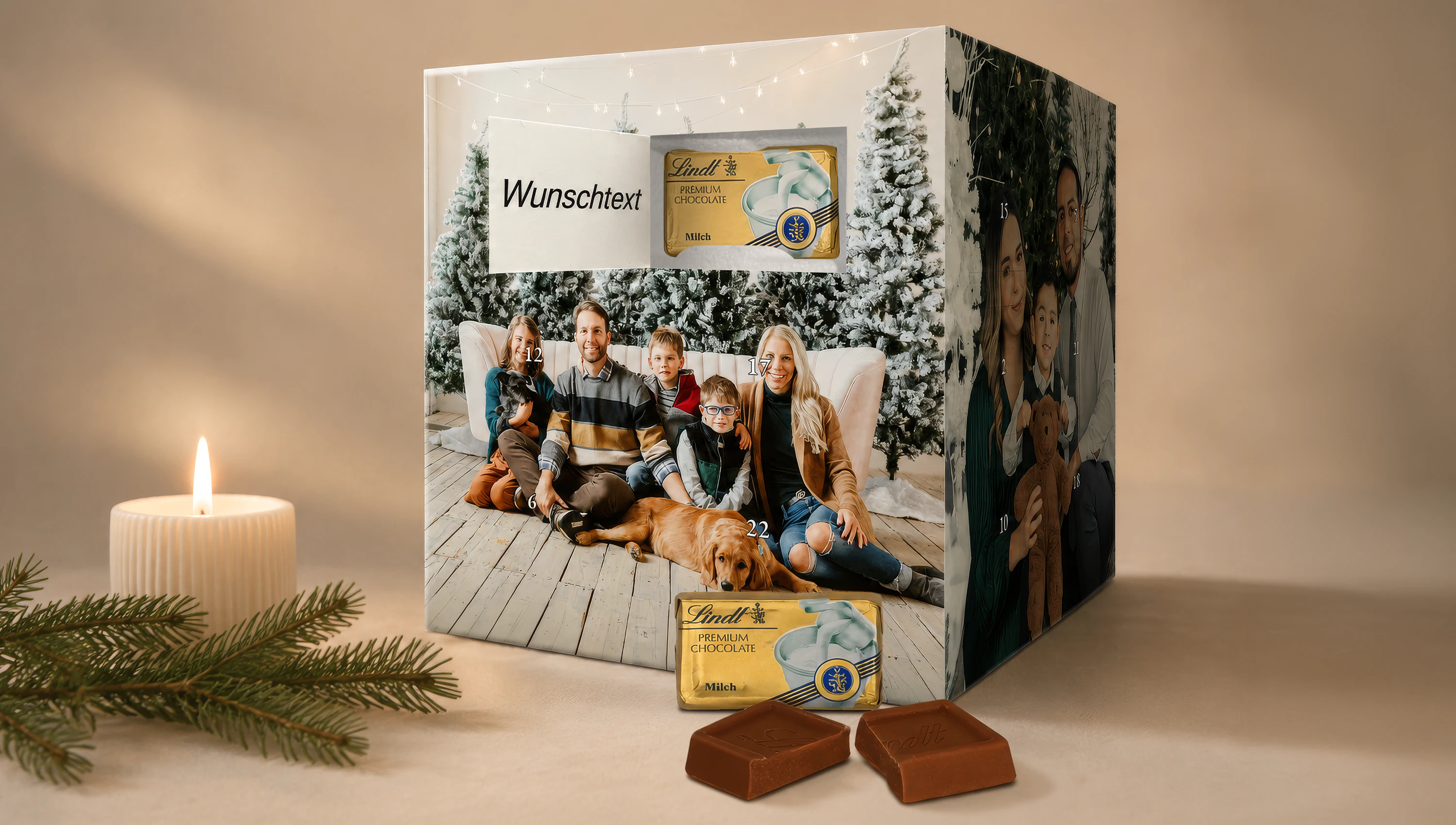 Würfel-Adventskalender bedrucken lassen
