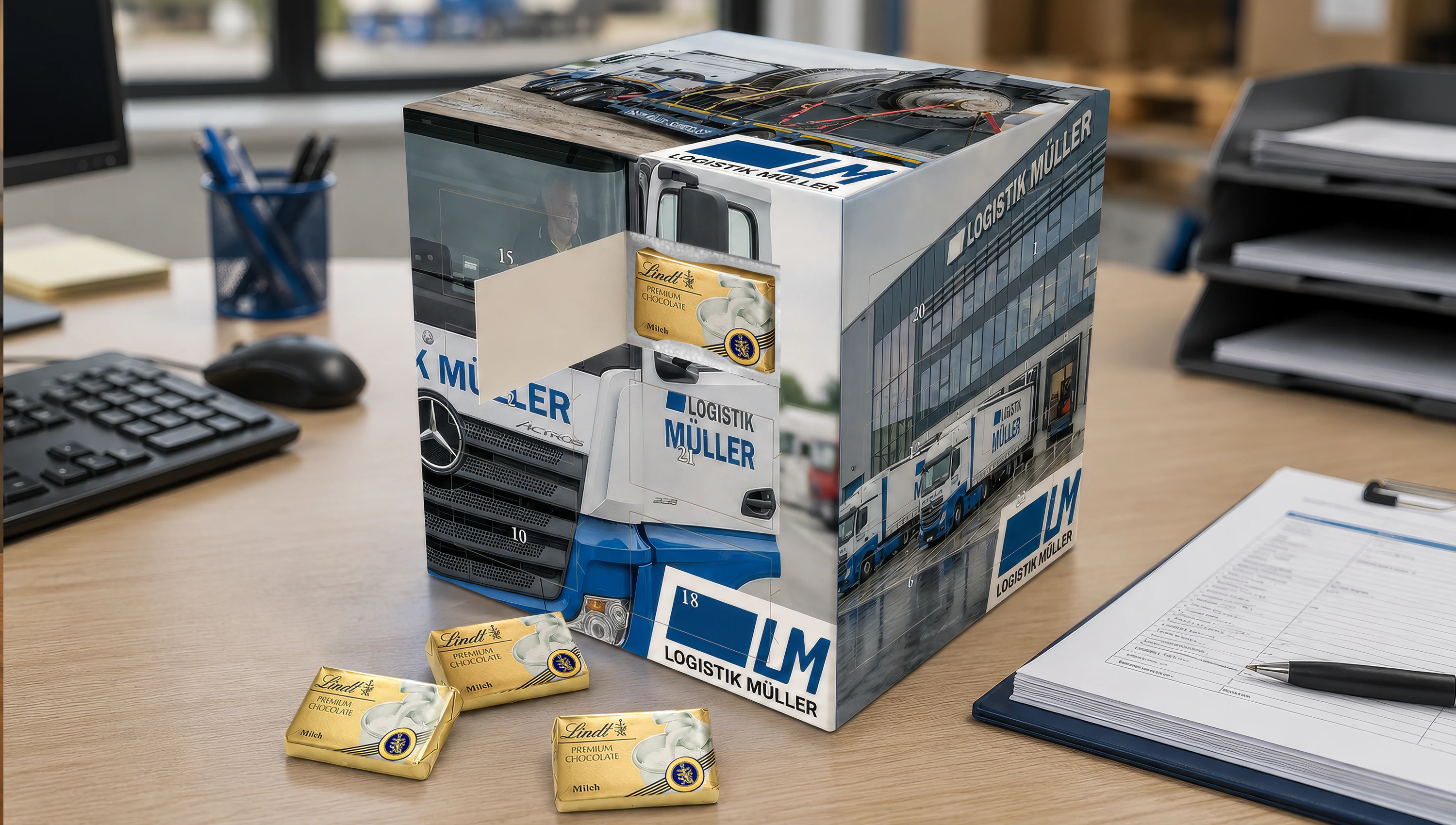 Adventskalender-Fotowürfel als kreativer Werbeartikel