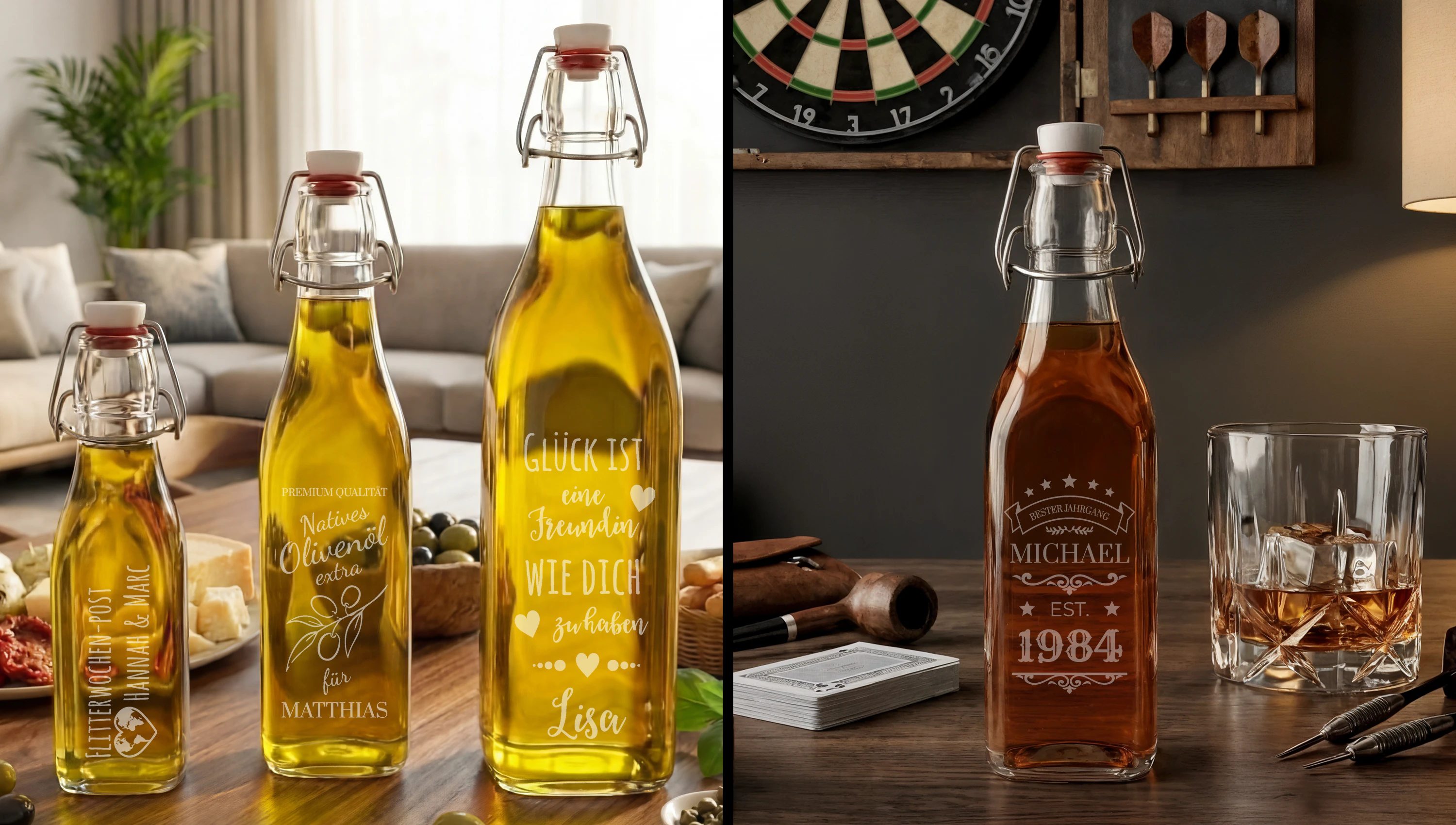 Glas-Trinkflasche mit Gravur online gestalten