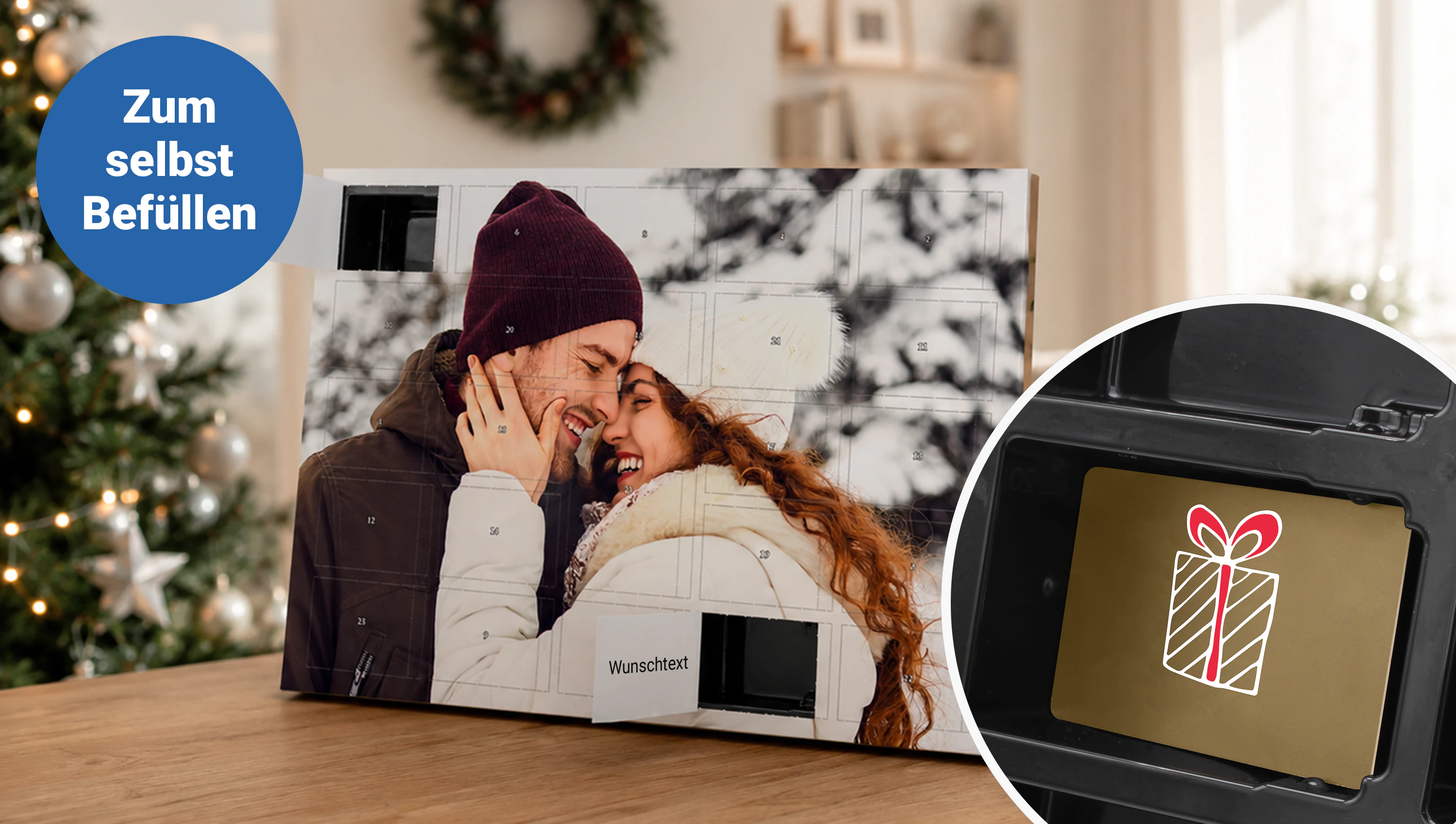 Adventskalender zum Befüllen mit eigenem Foto online gestalten