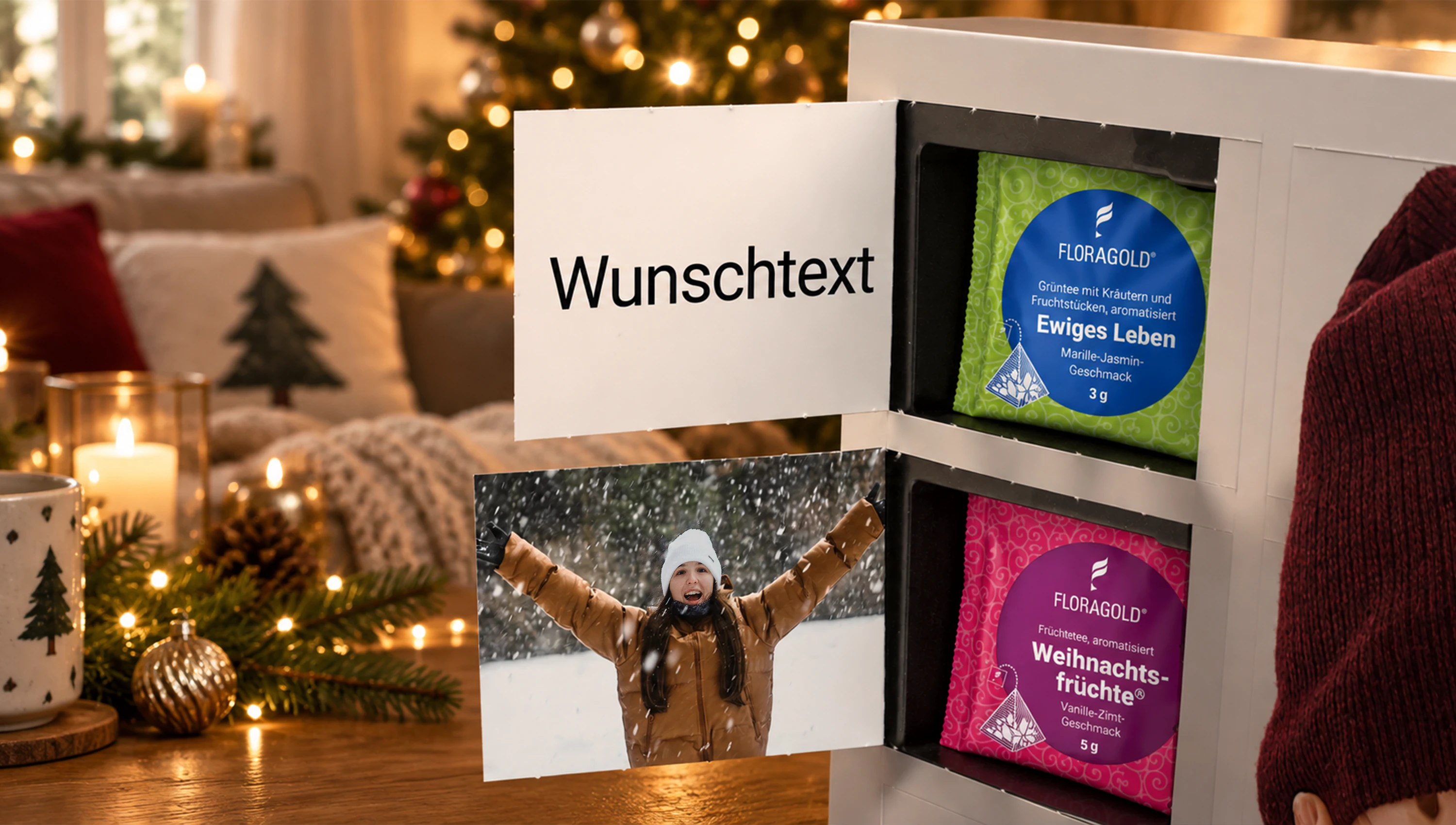 Lieblingsfoto auf den Weihnachtskalender „Tee“ drucken