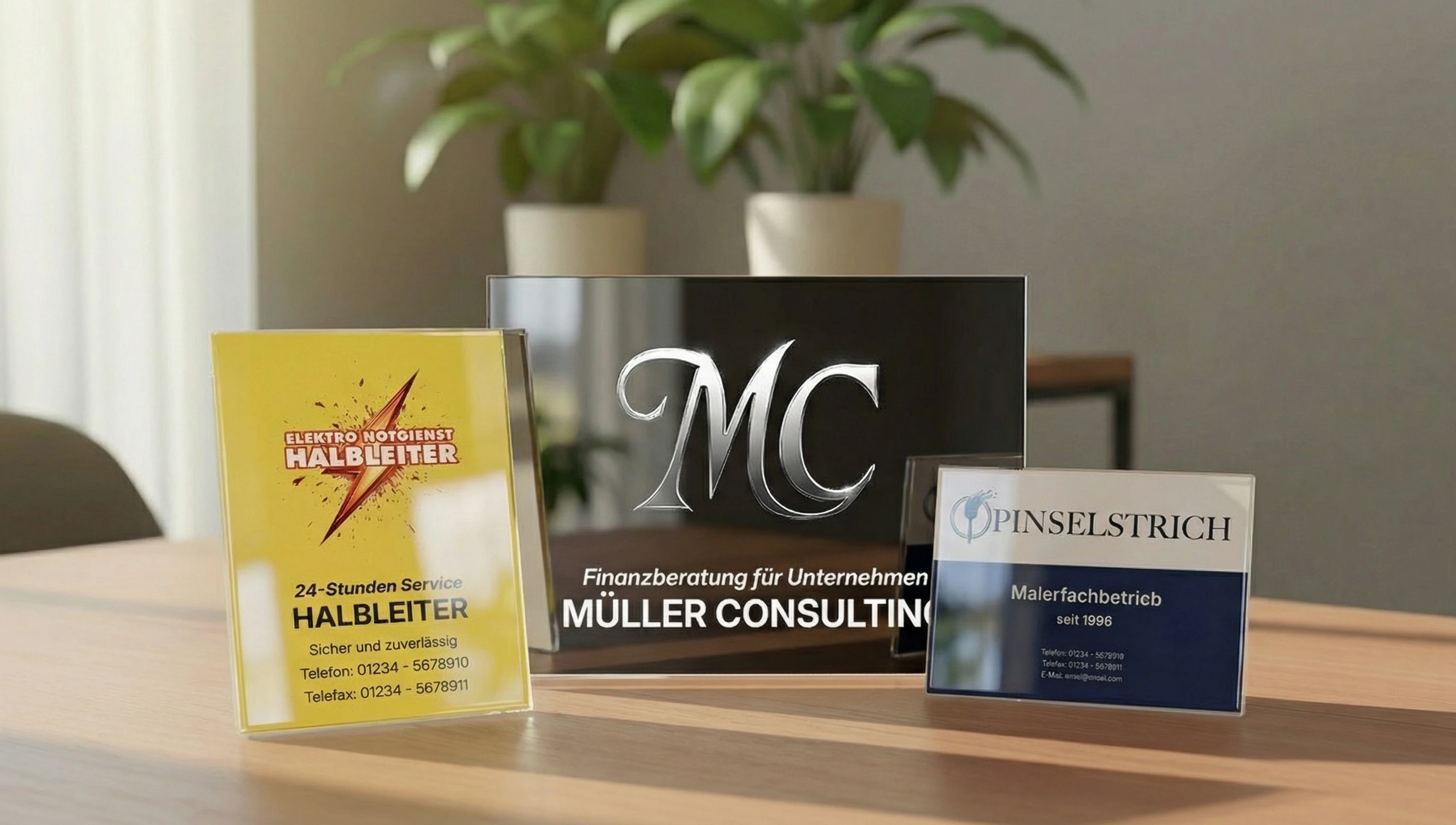 Acryl-Schilder mit Logo, Fotos und eigenem Text