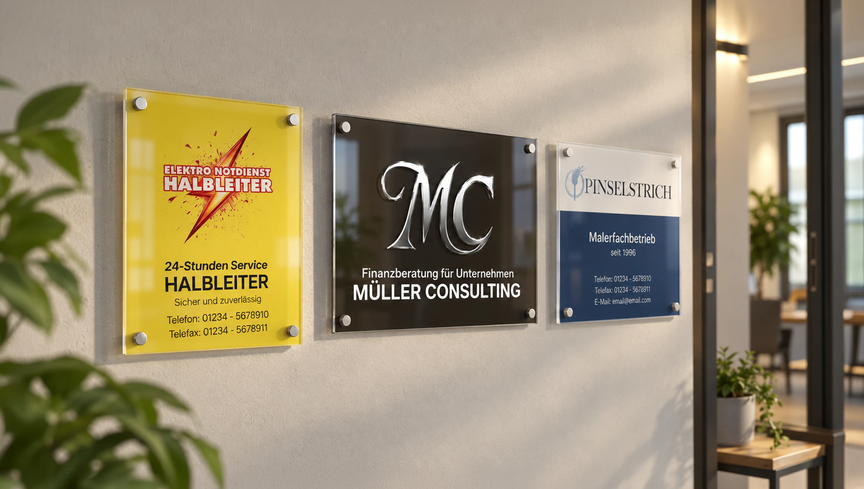 Acryl-Schilder mit Logo, Fotos und eigenem Text