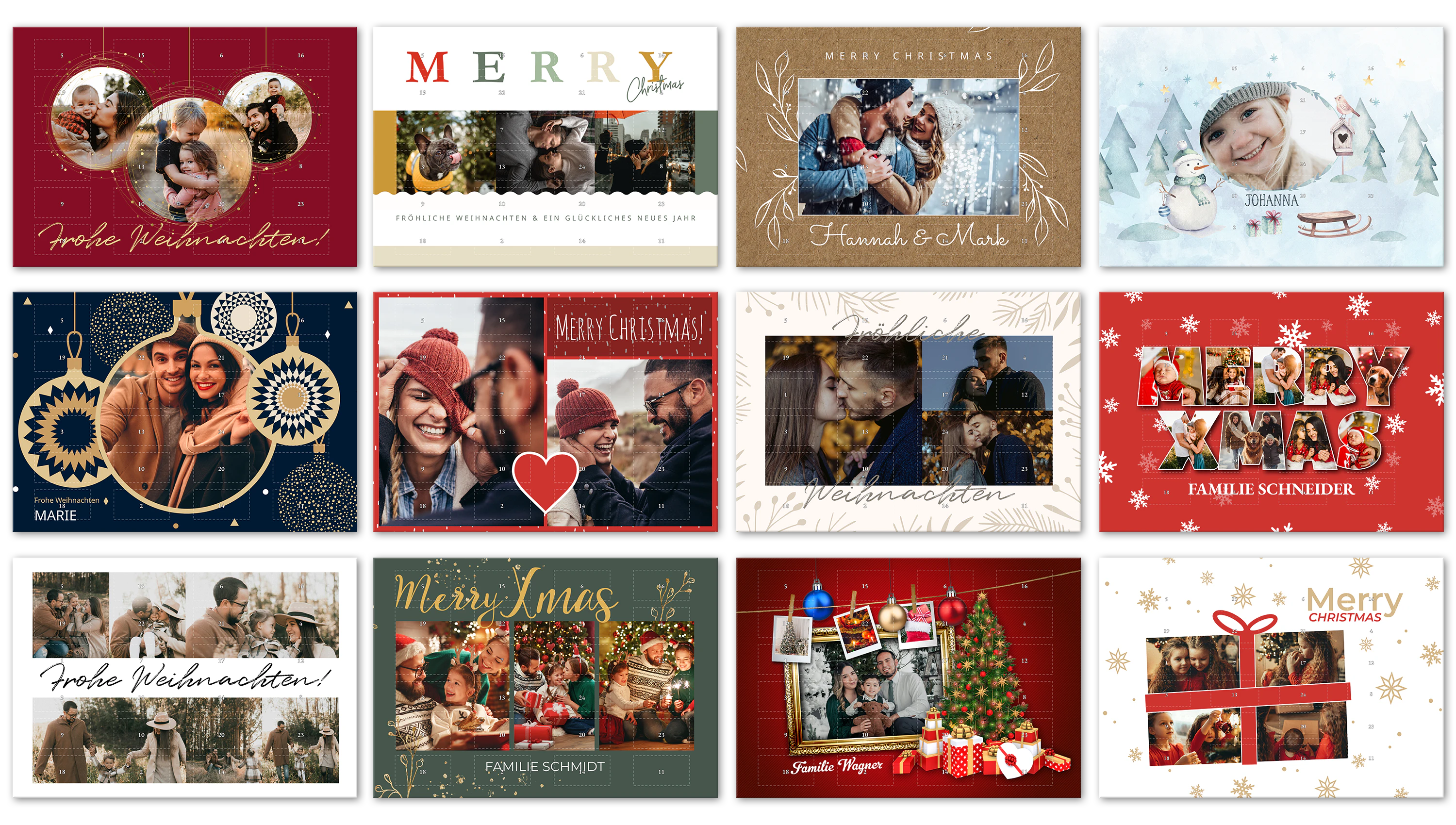 Adventskalender mit Fotos oder Namen bedrucken lassen