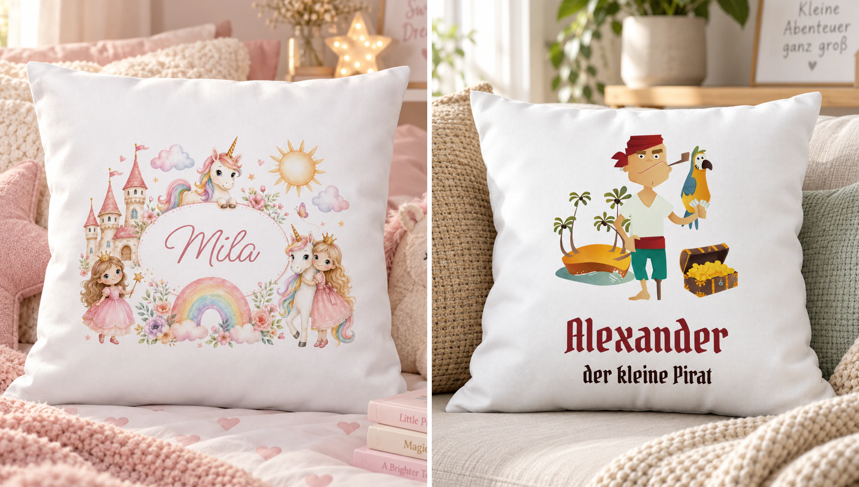Personalisierte Kinderkissen mit Namen für Jungen und Mädchen