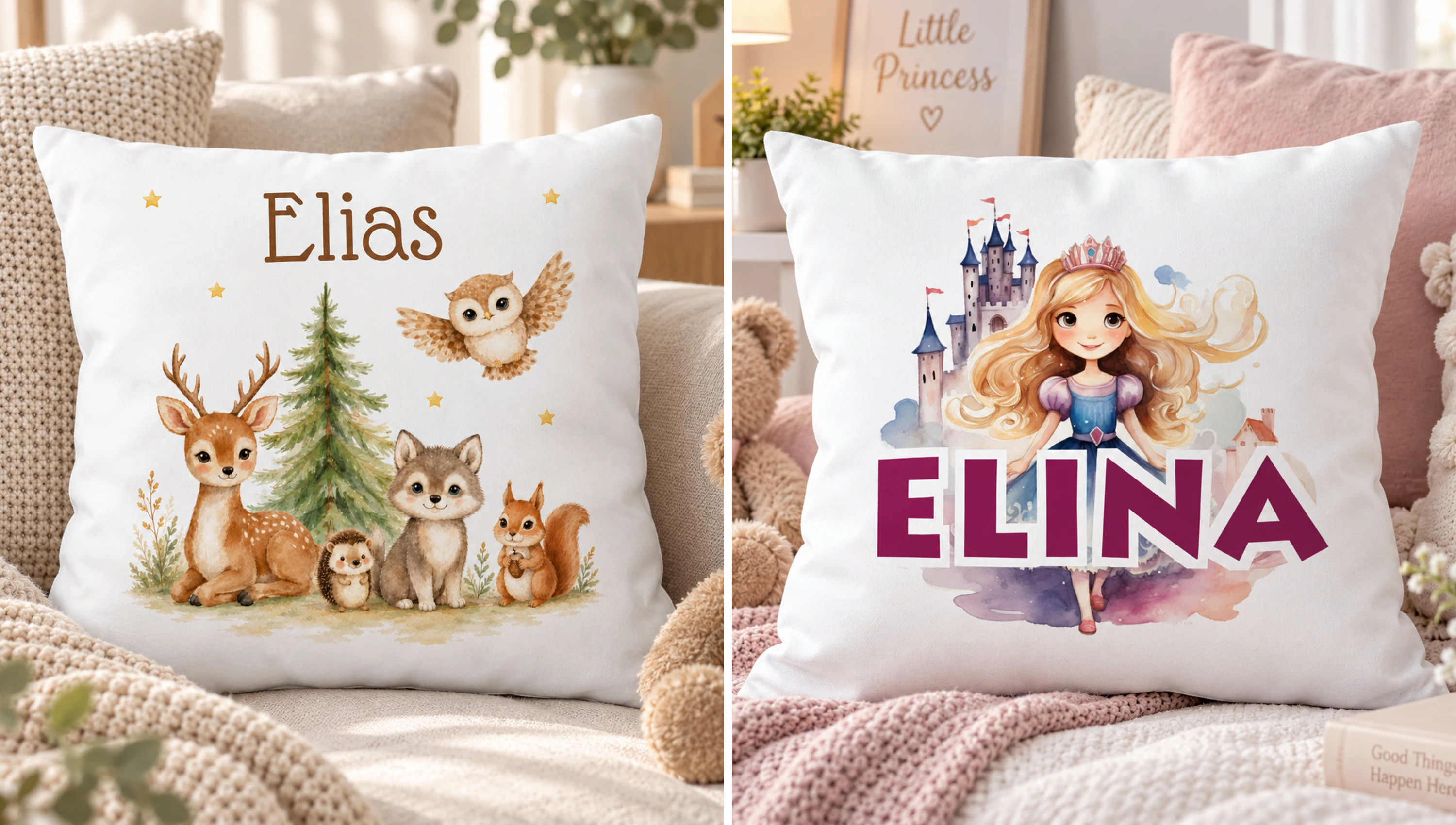 Kissen mit Namen für Kinder als Geschenk zu jedem Anlass