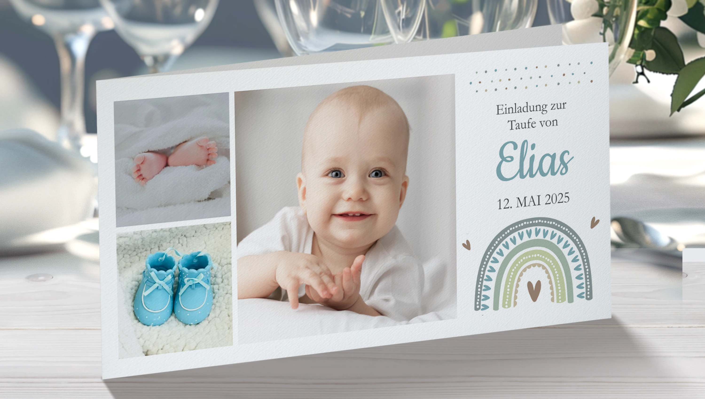 Taufeinladungen mit Foto, Namen und eigenem Text