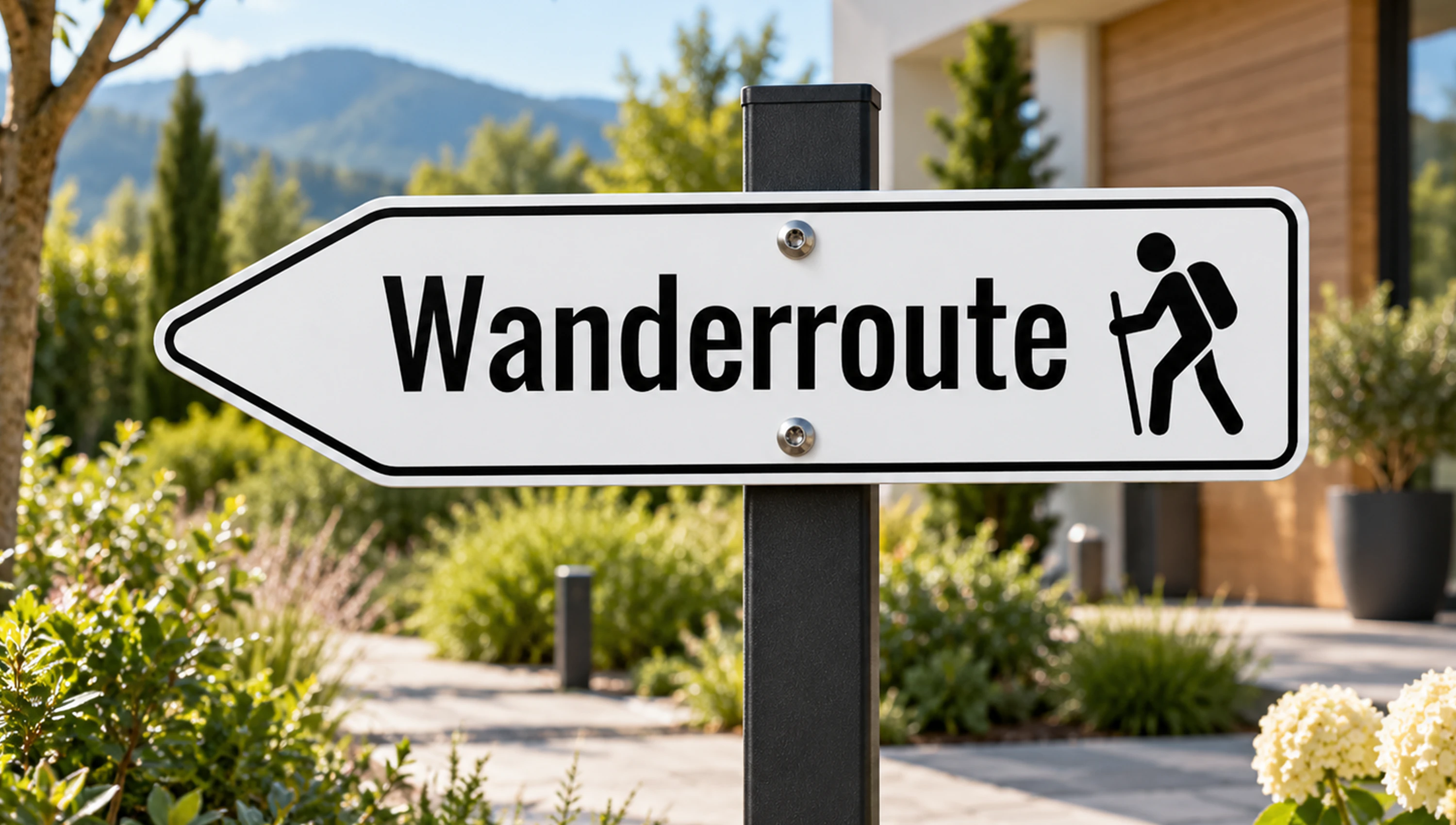 Dekorative Wegweiser im Wanderweg-Design für jeden Bereich