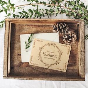 Holzpostkarte Hochzeitseinladung