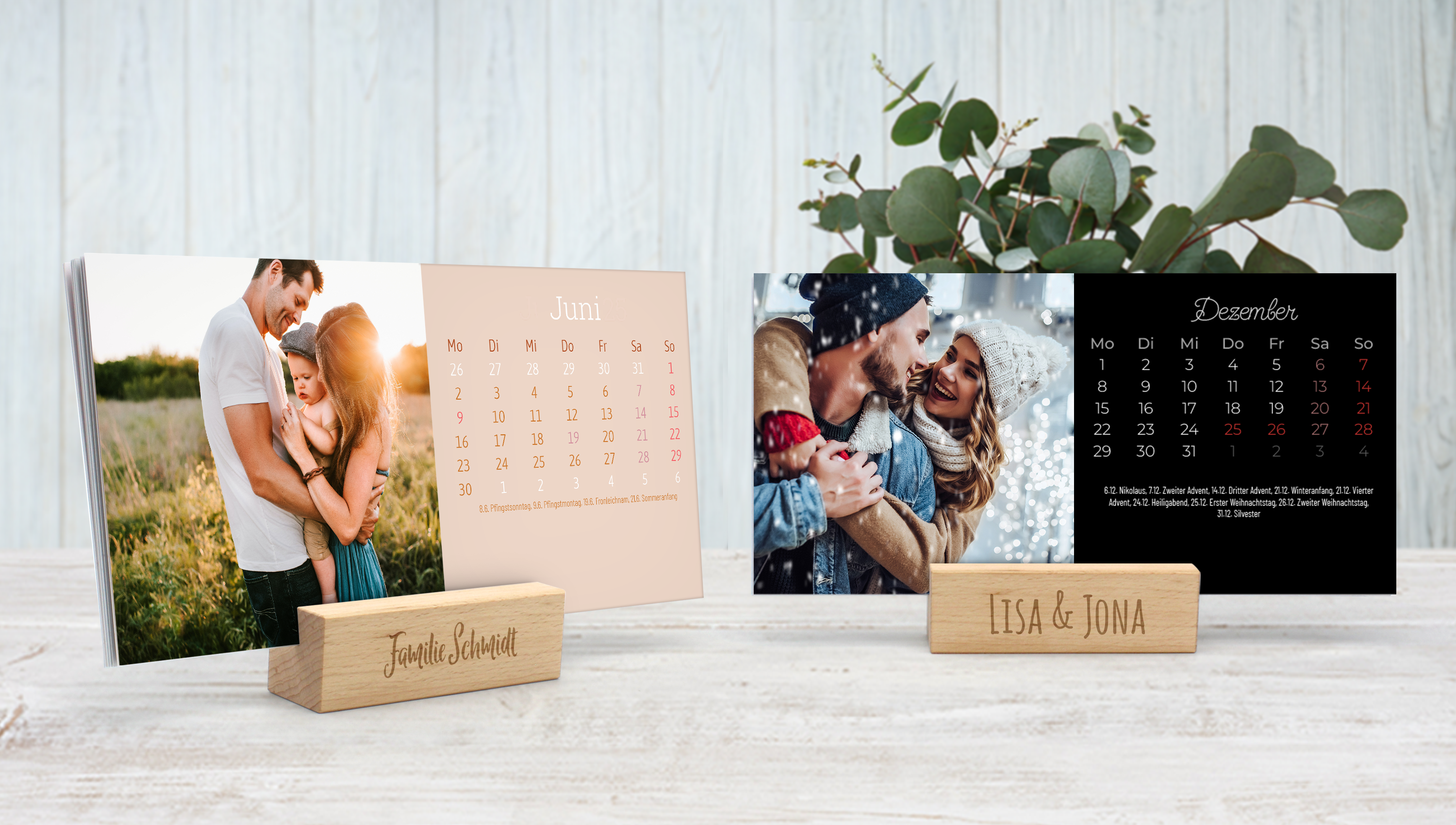 Tischkalender mit Holzaufsteller