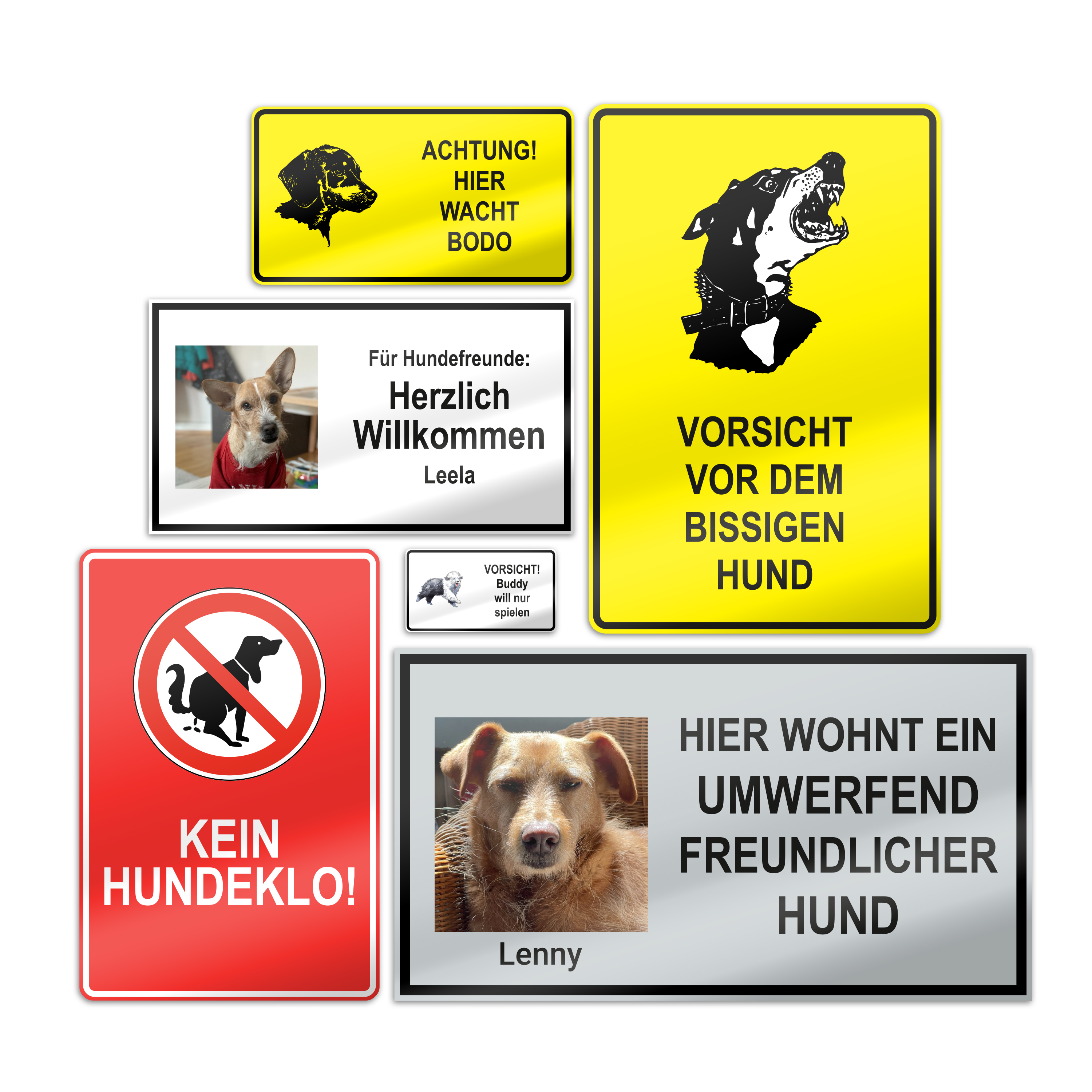 Hundeschilder 15 cm x 10 cm Aufkleber 2