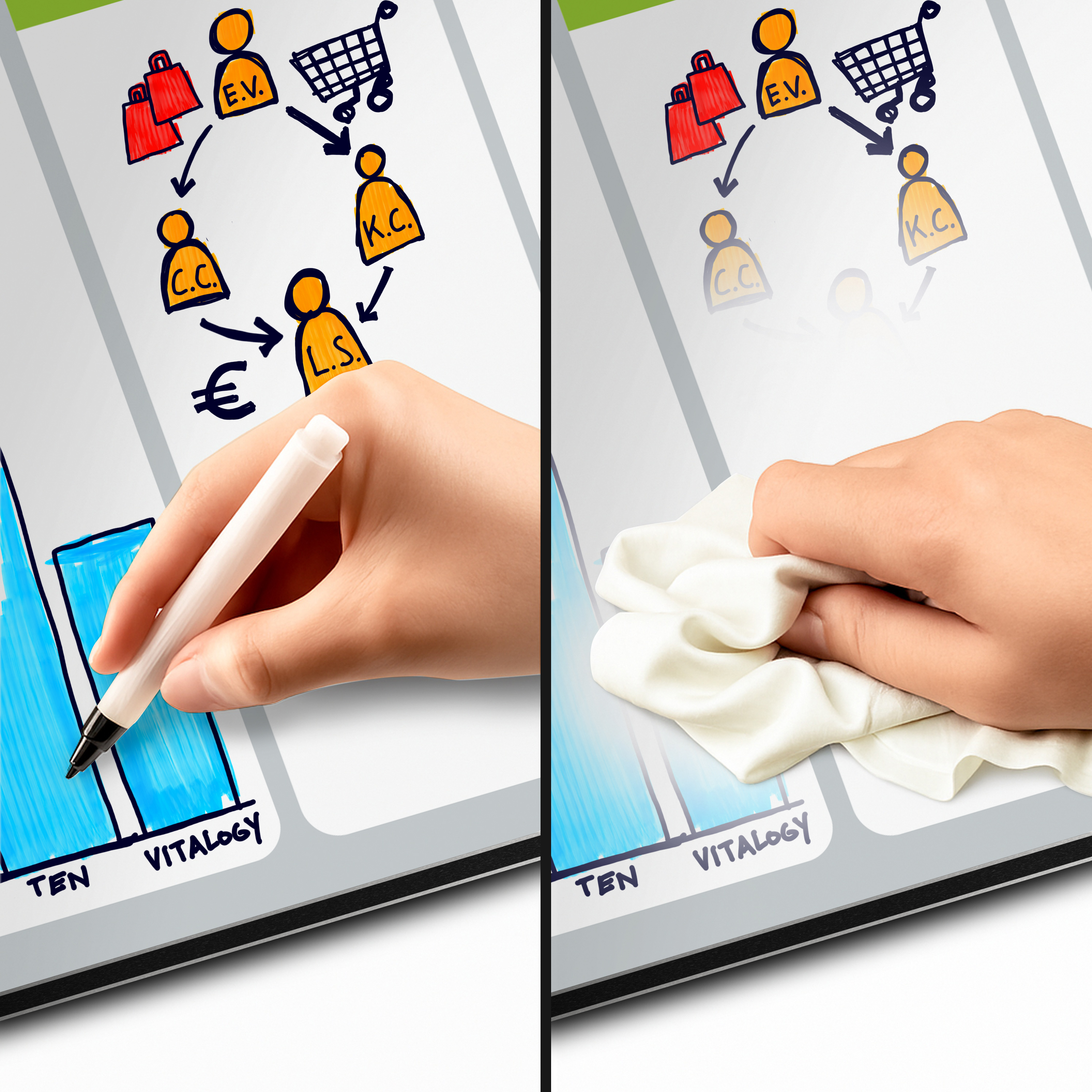 Whiteboard Querformat 29,7 x 21 cm (DIN A4) 3