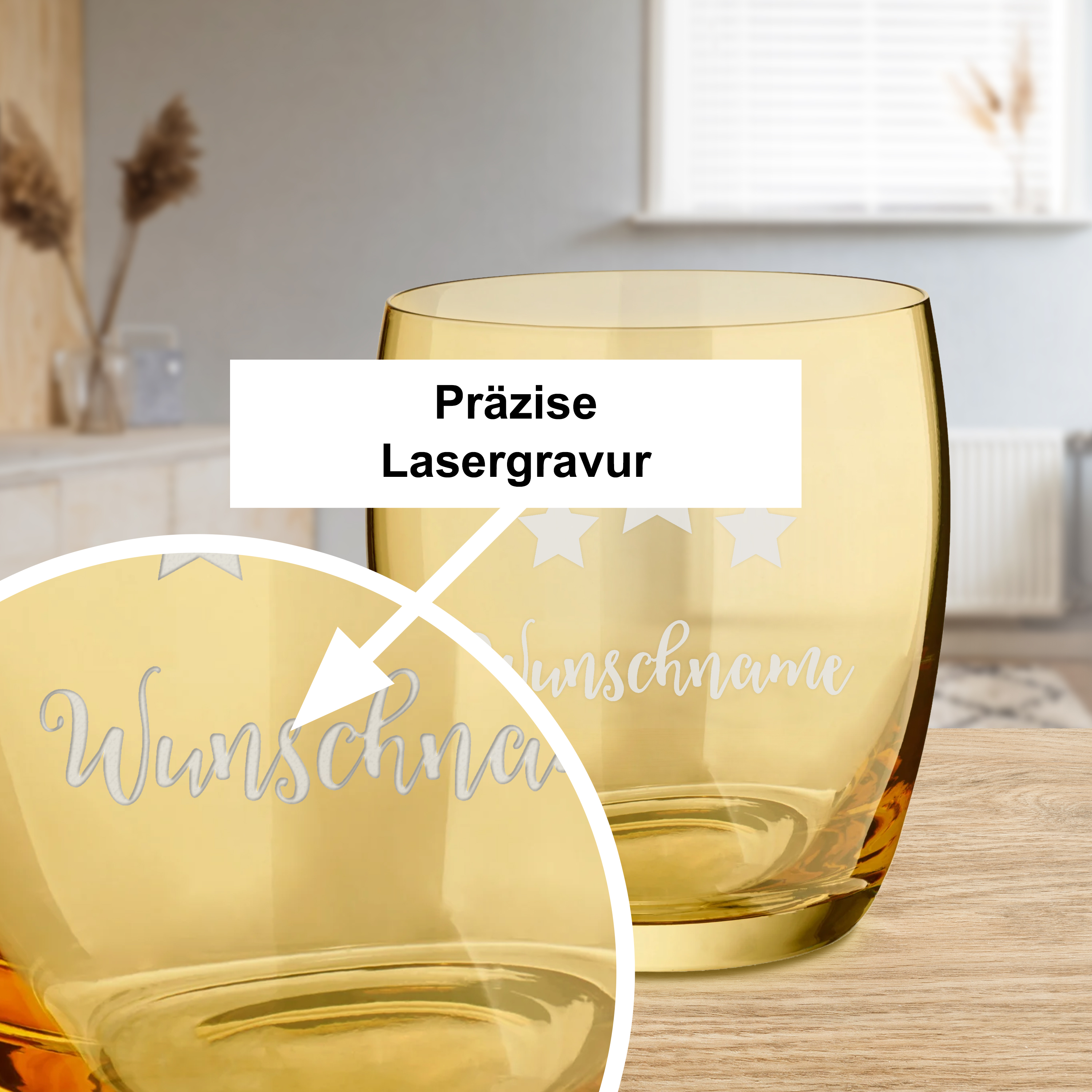 Trinkglas "Farbig" Gelb 3