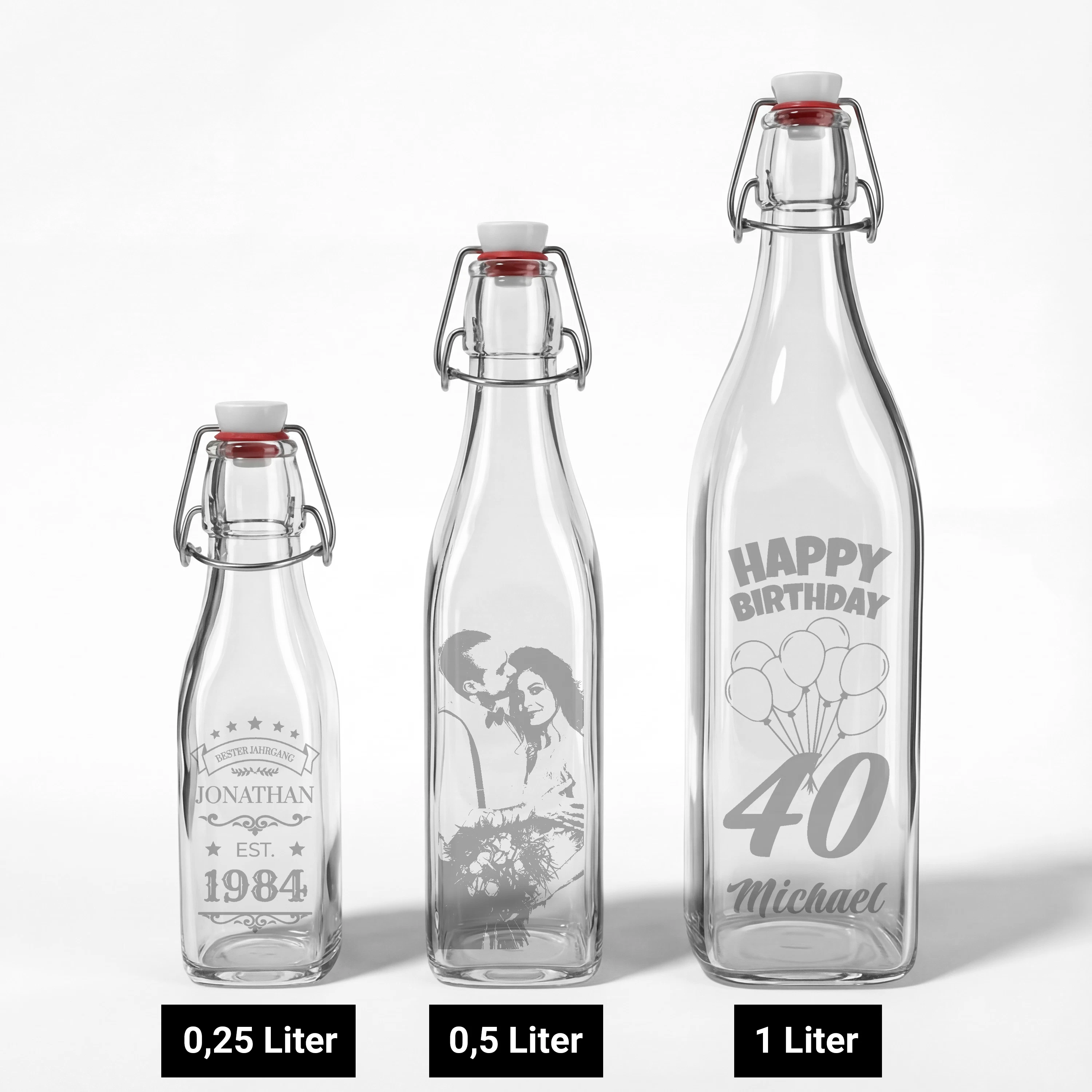 Glasflasche mit Bügelverschluss 1 Liter 4